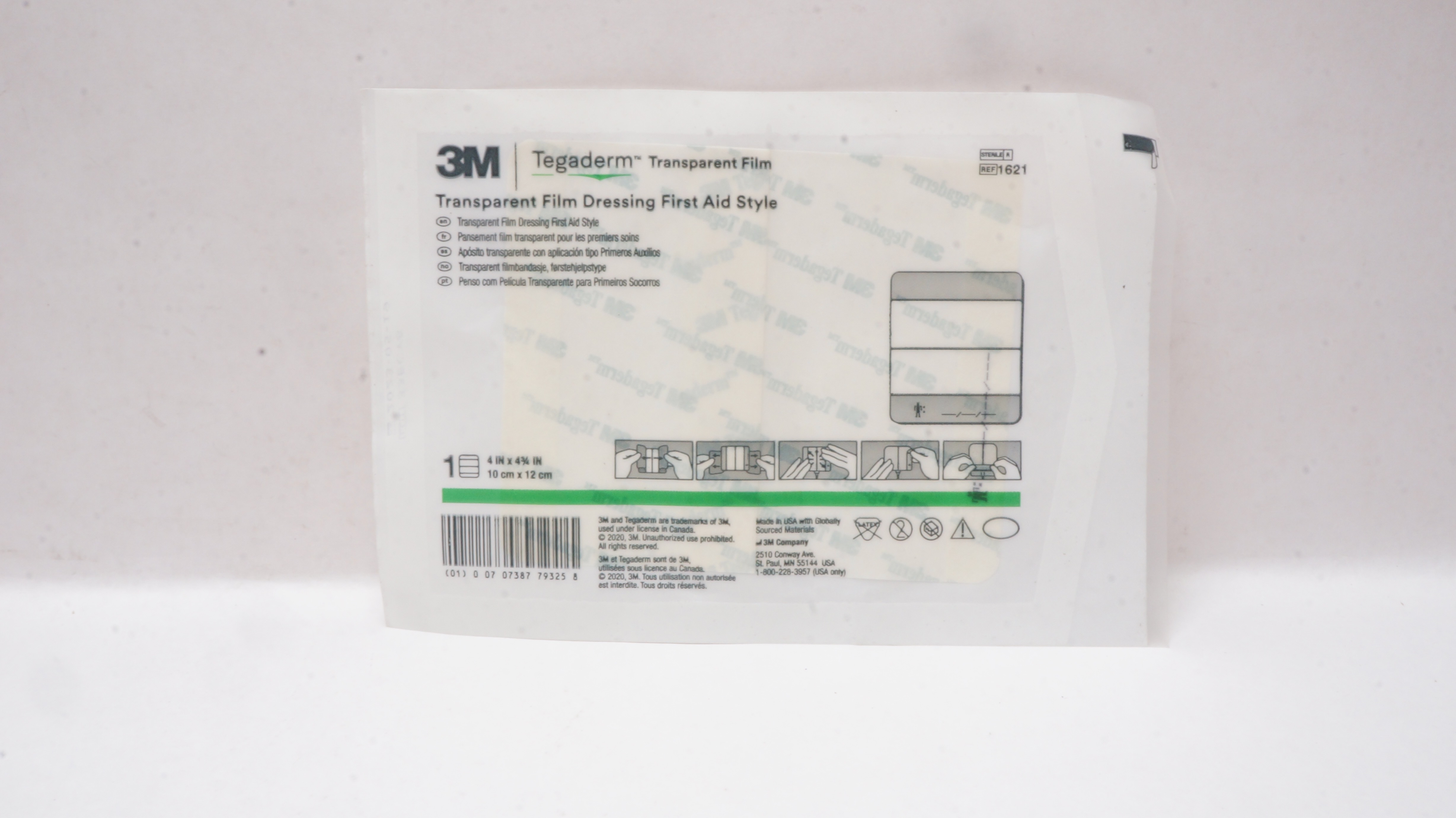 3M 1621 Tegaderm Transparent Film Dressing First Aid Style 4inch x 4-3/4inch (x)