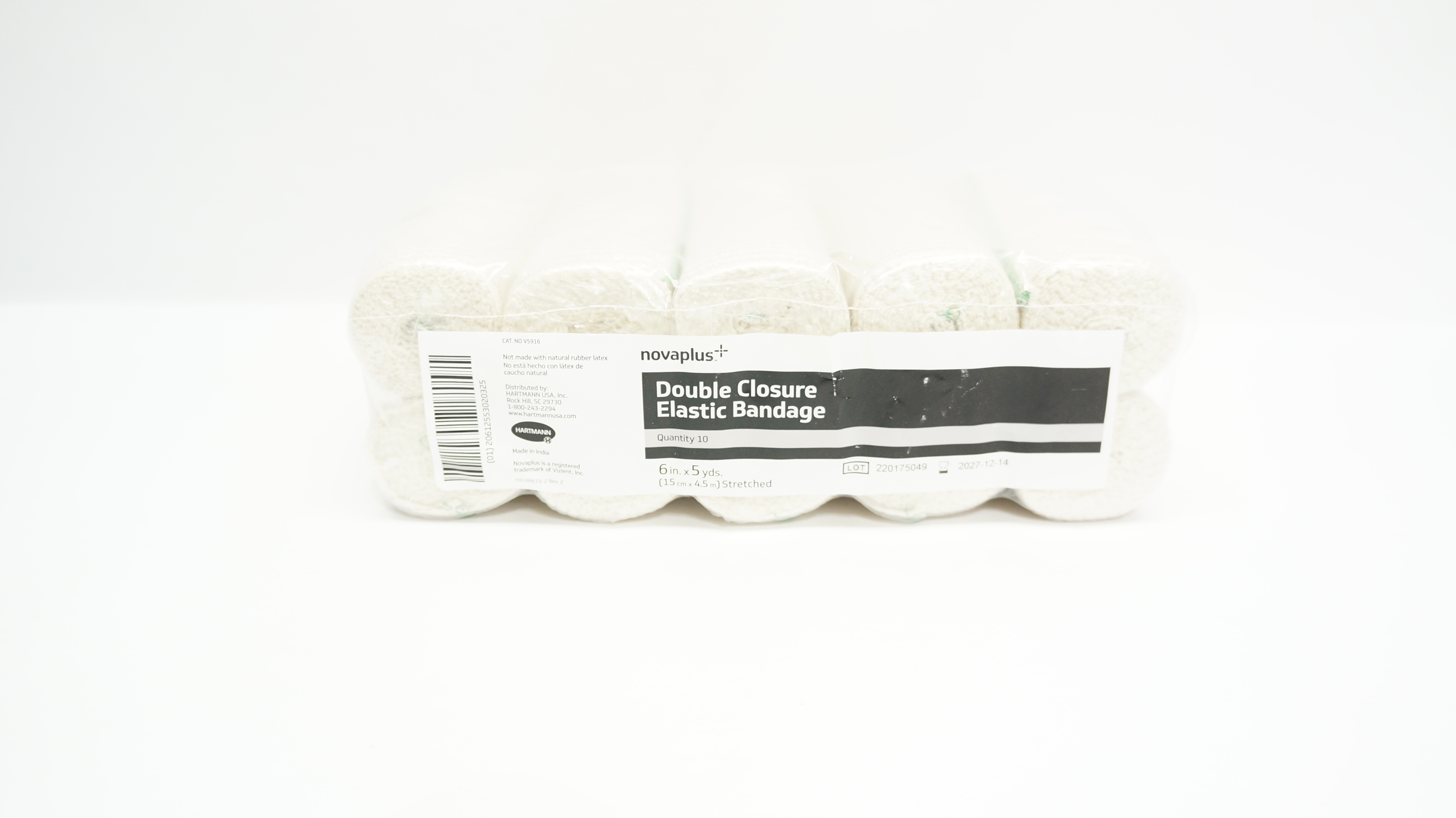 Novaplus V5916 Hartmann Double Closure Elastic Bandage 6inch x 5yds - Pack of 10