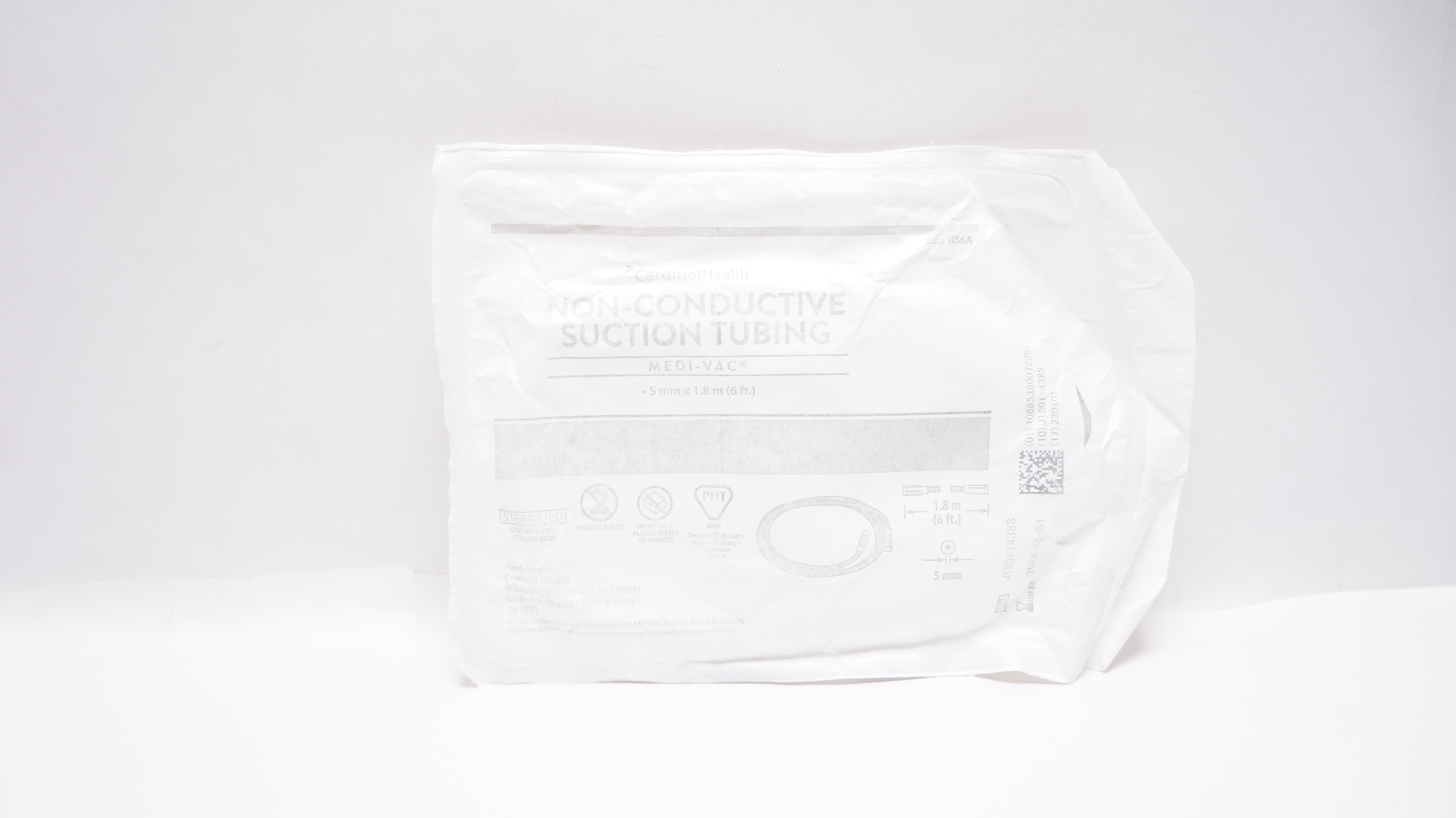 Cardinal Health N56A Medi-Vac Non-Conductive Suction Tubing 5mm x 6Ft (x)