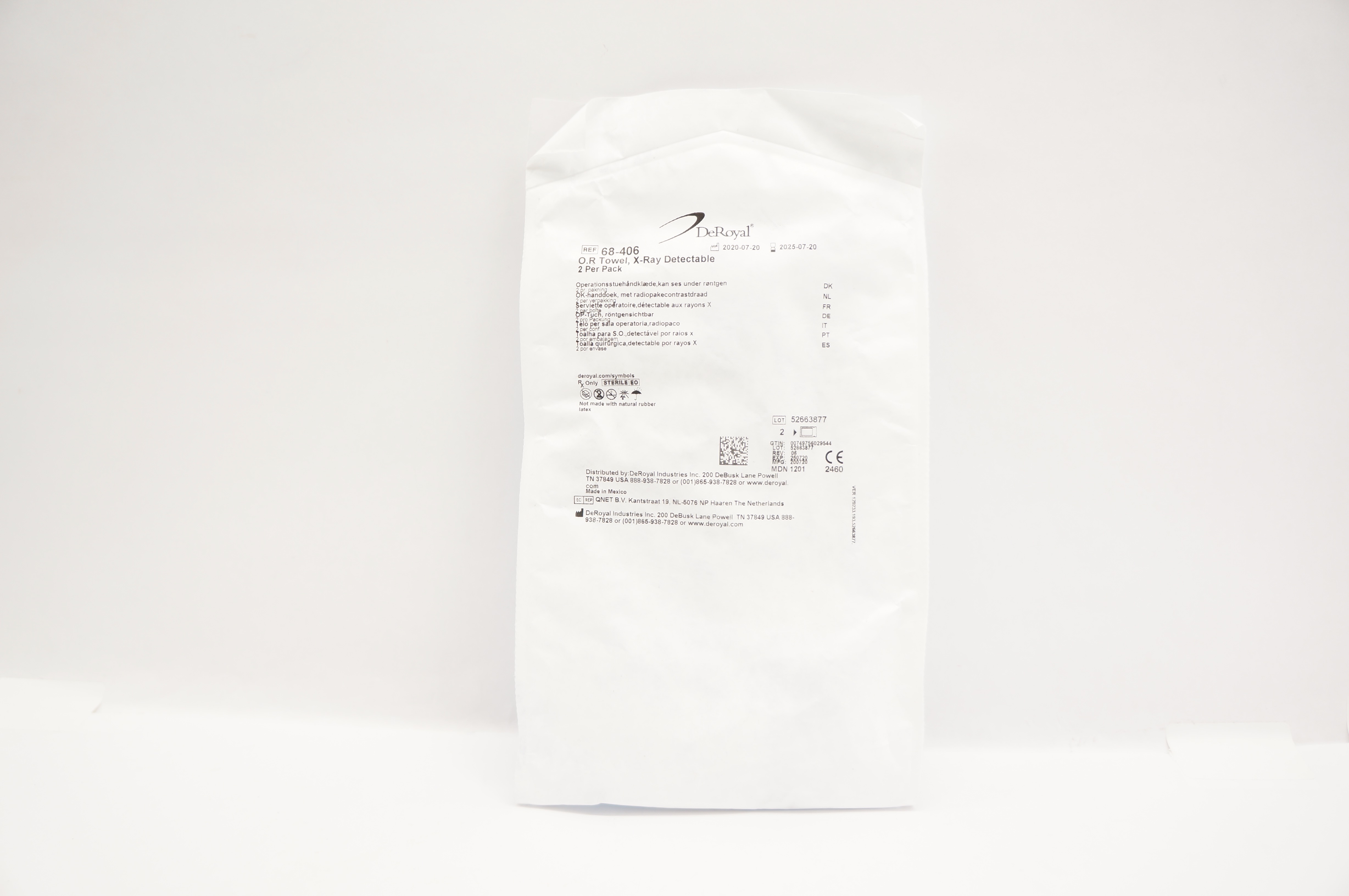 DeRoyal 68-406 O.R Towel X-Ray Detectable - Pack of 2