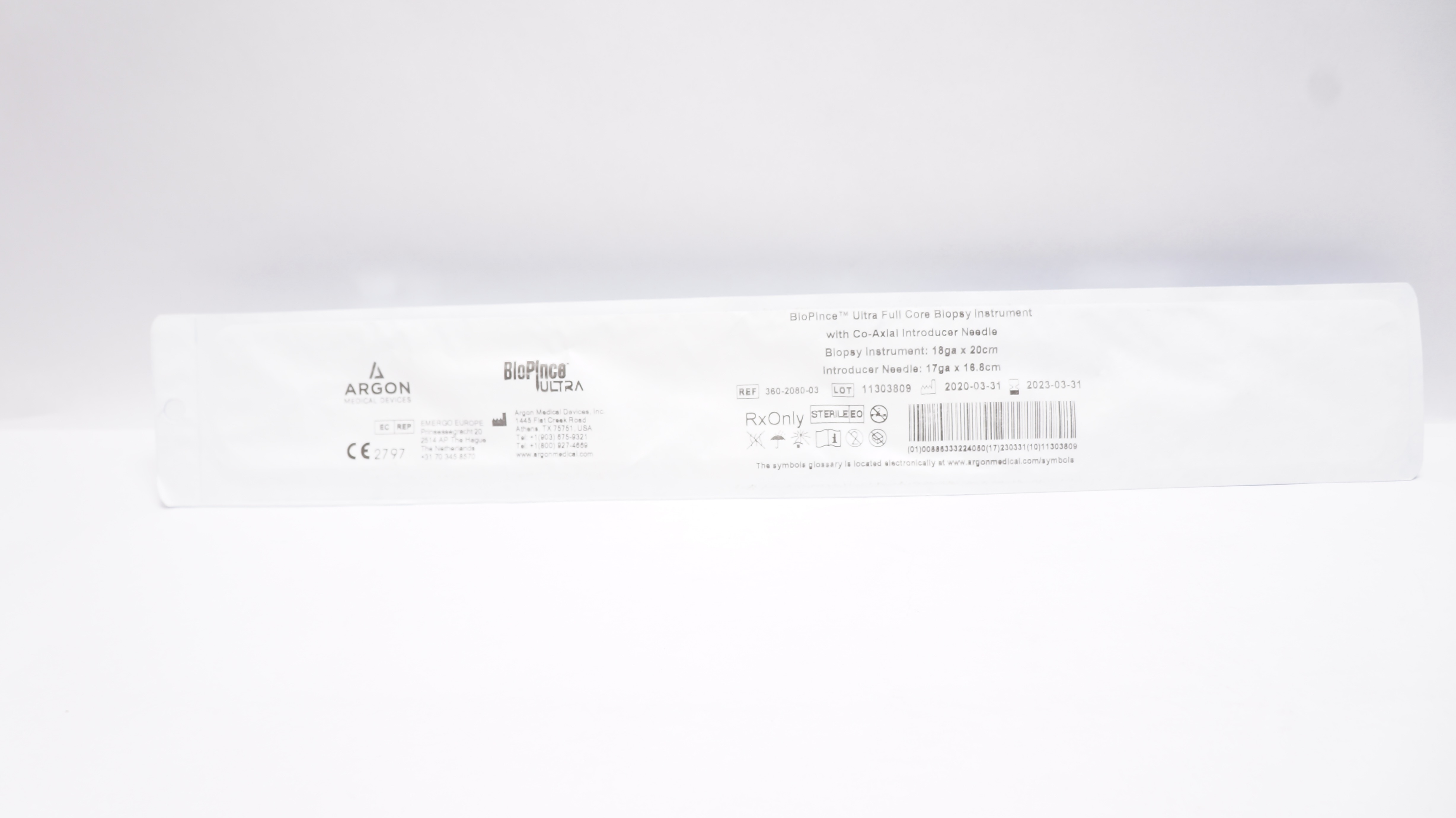 Argon 360-2080-03 BioPince Ultra Full Core Biopsy Instrument 18ga x 20cm (x)