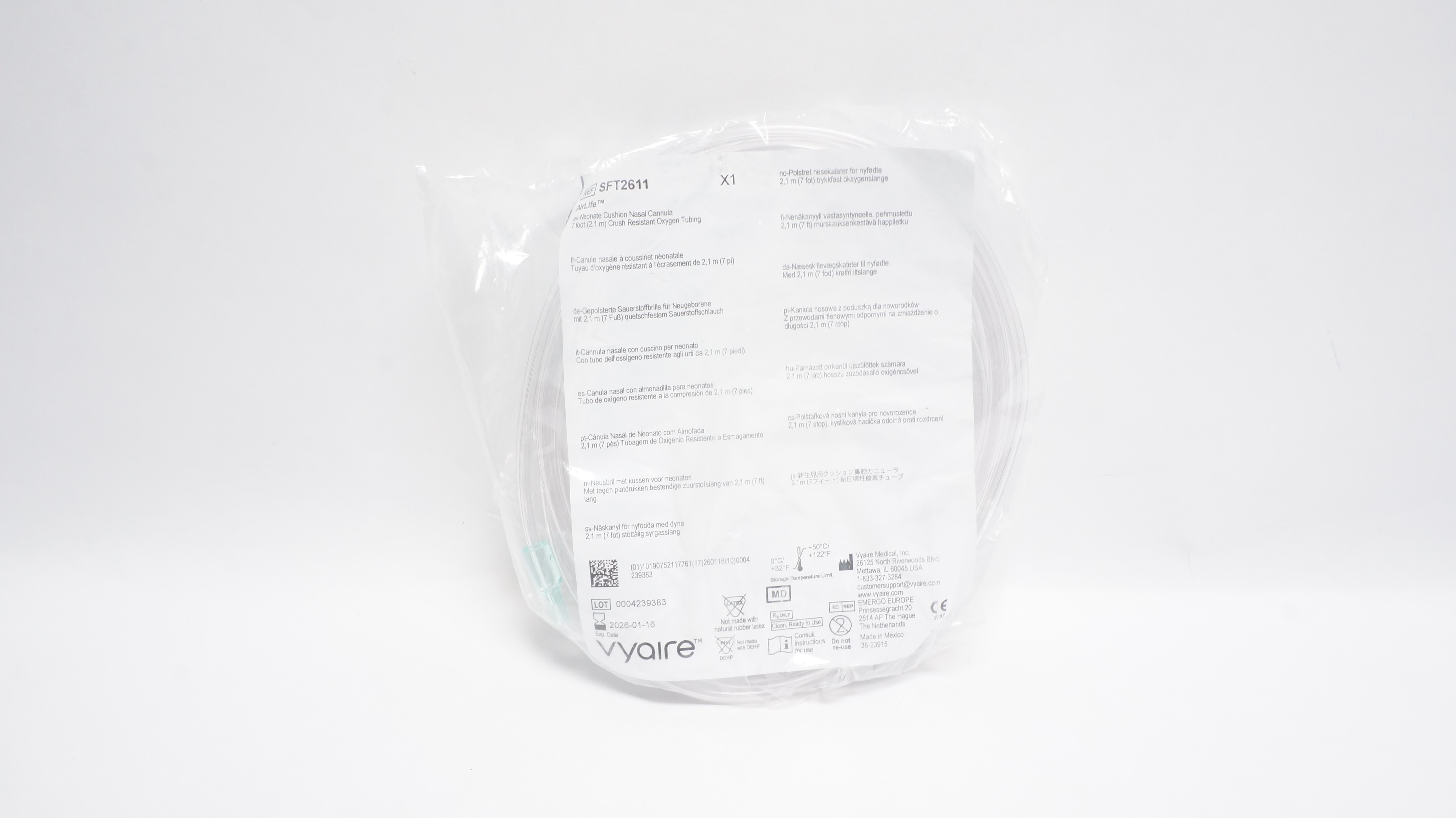 Vyaire SFT2611 AirLife Neonate Cushion Nasal Cannula, 7Ft. Oxygen Tubing (x)