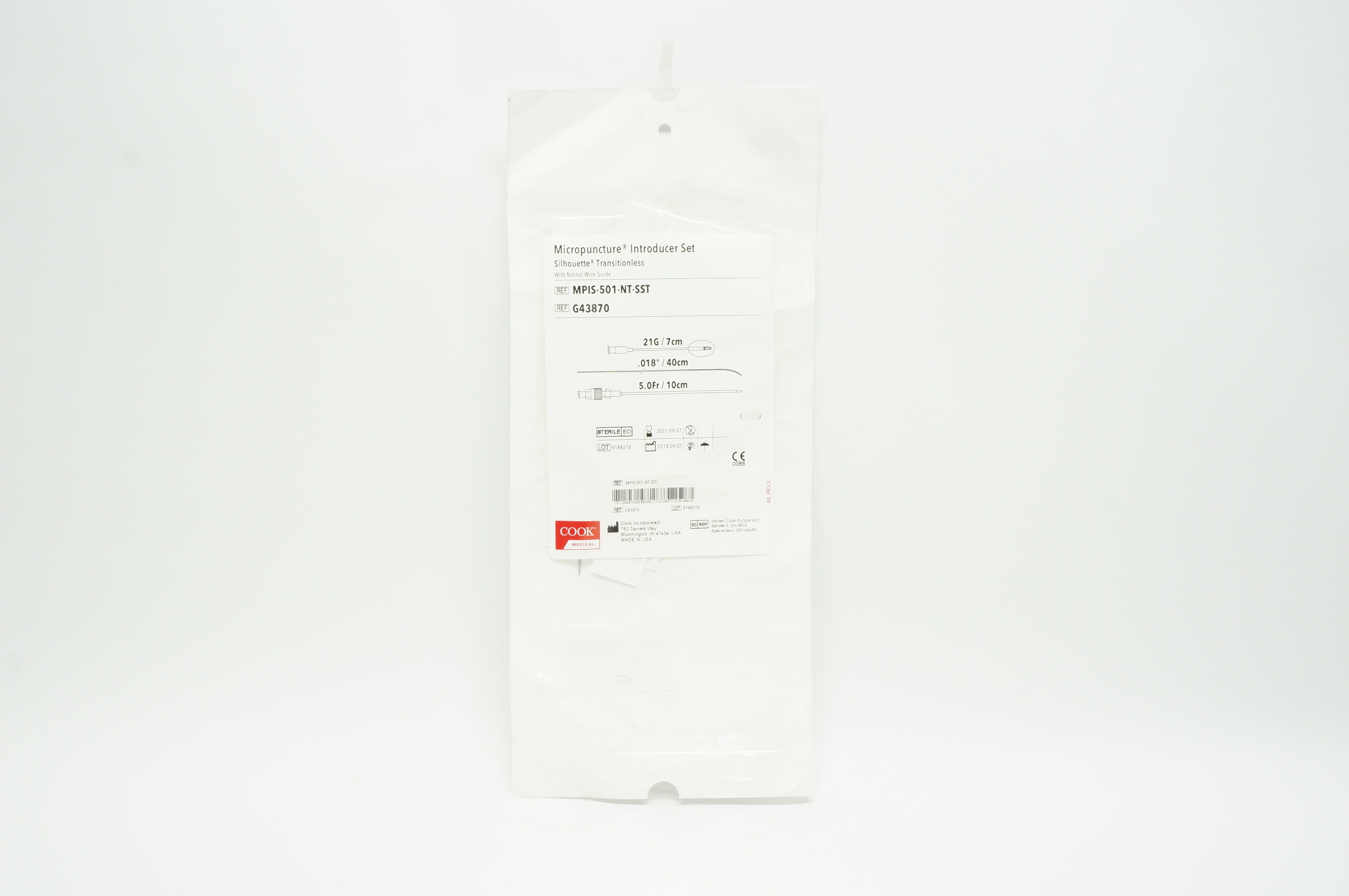 Cook Medical G43870 Micropuncture Introducer Set Transitionless 5.0Fr x 10cm