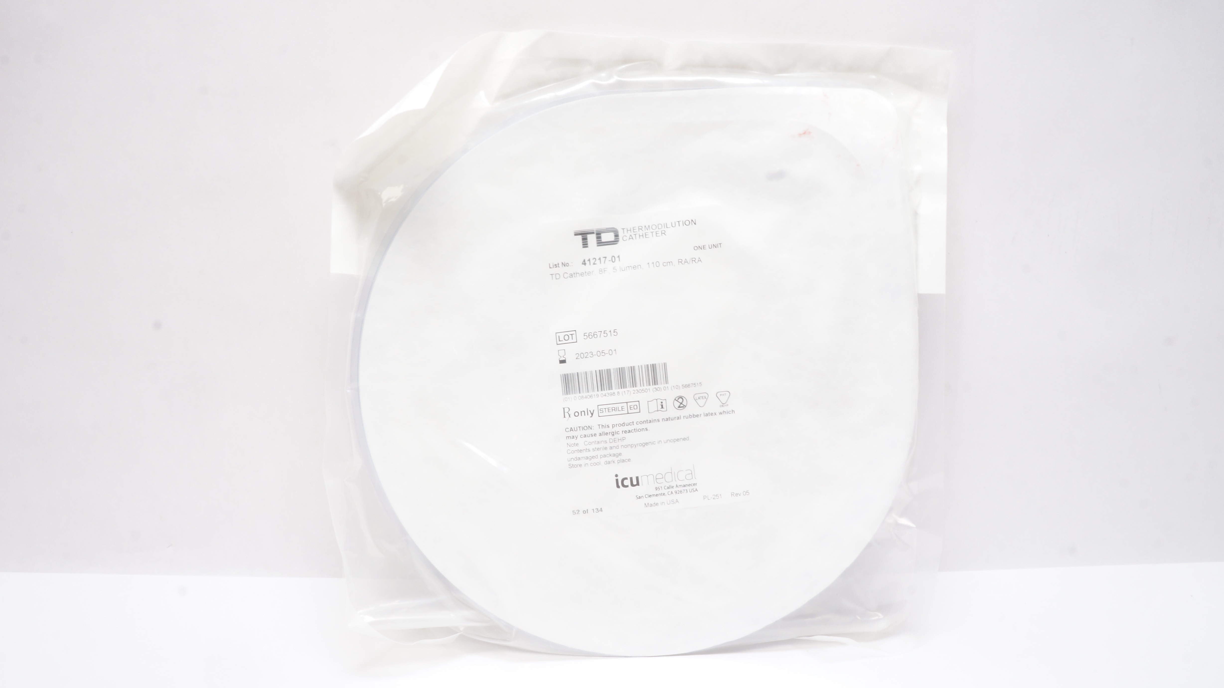 ICU Medical 41217-01 TD Thermodilution Cath. 8F x 5 lumen x 110cm (x)