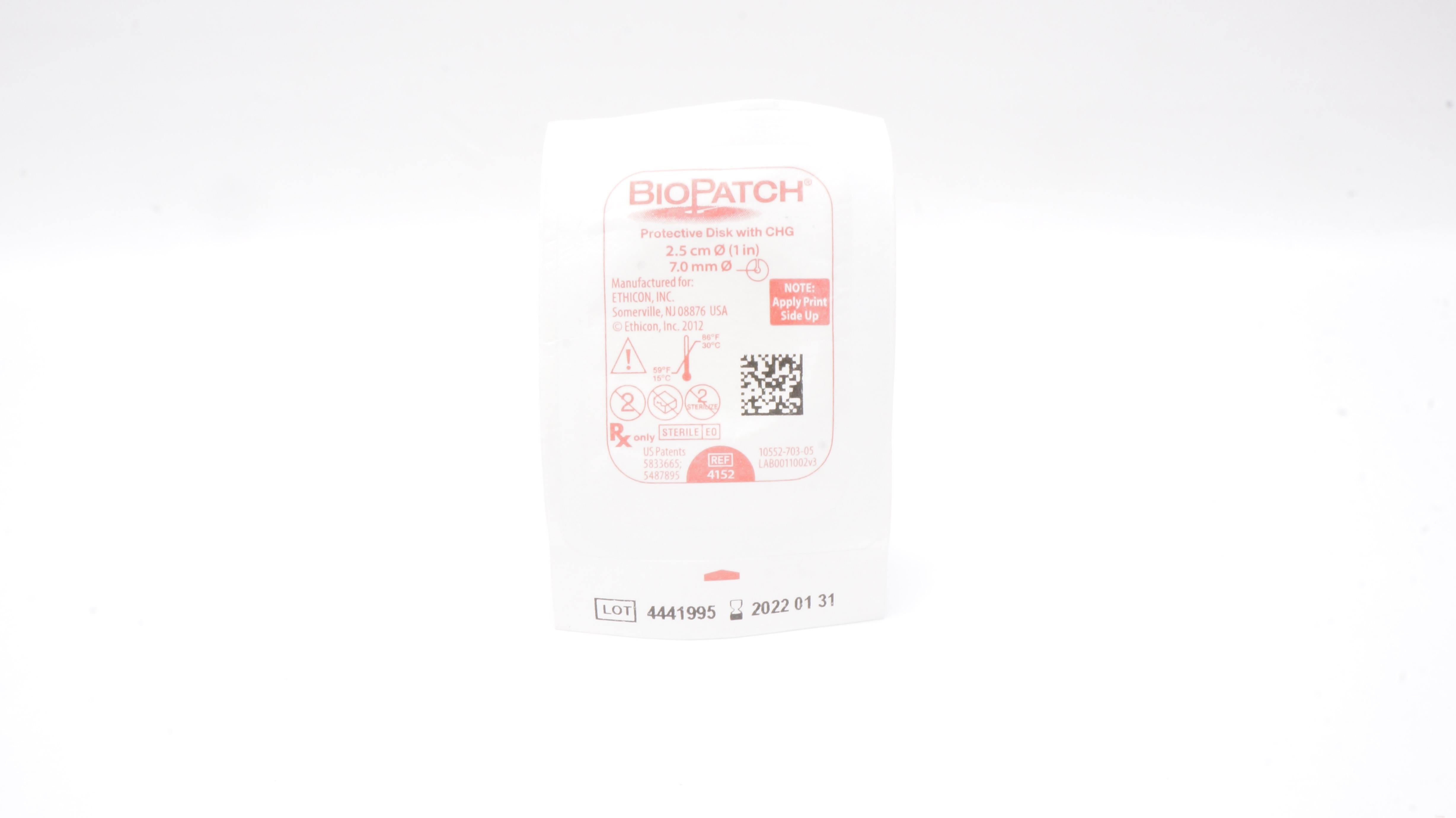 Ethicon 4152 BioPatch Protective Disk with GHG 1inch x 7.0mm (x)