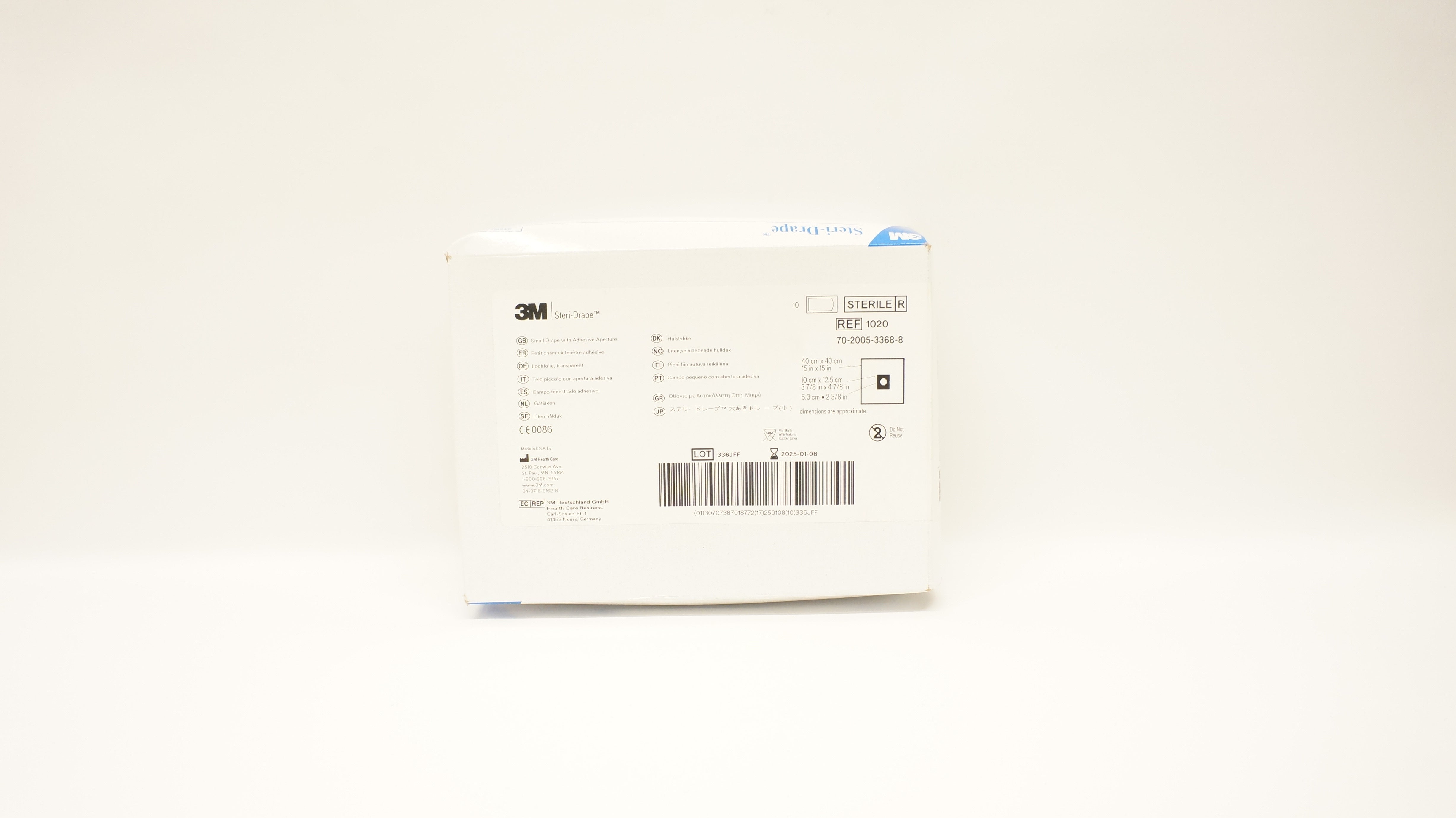 3M 1020 Steri-Drape Small Drape with Adhesive Aperture 15 x 15inch - Box of 8