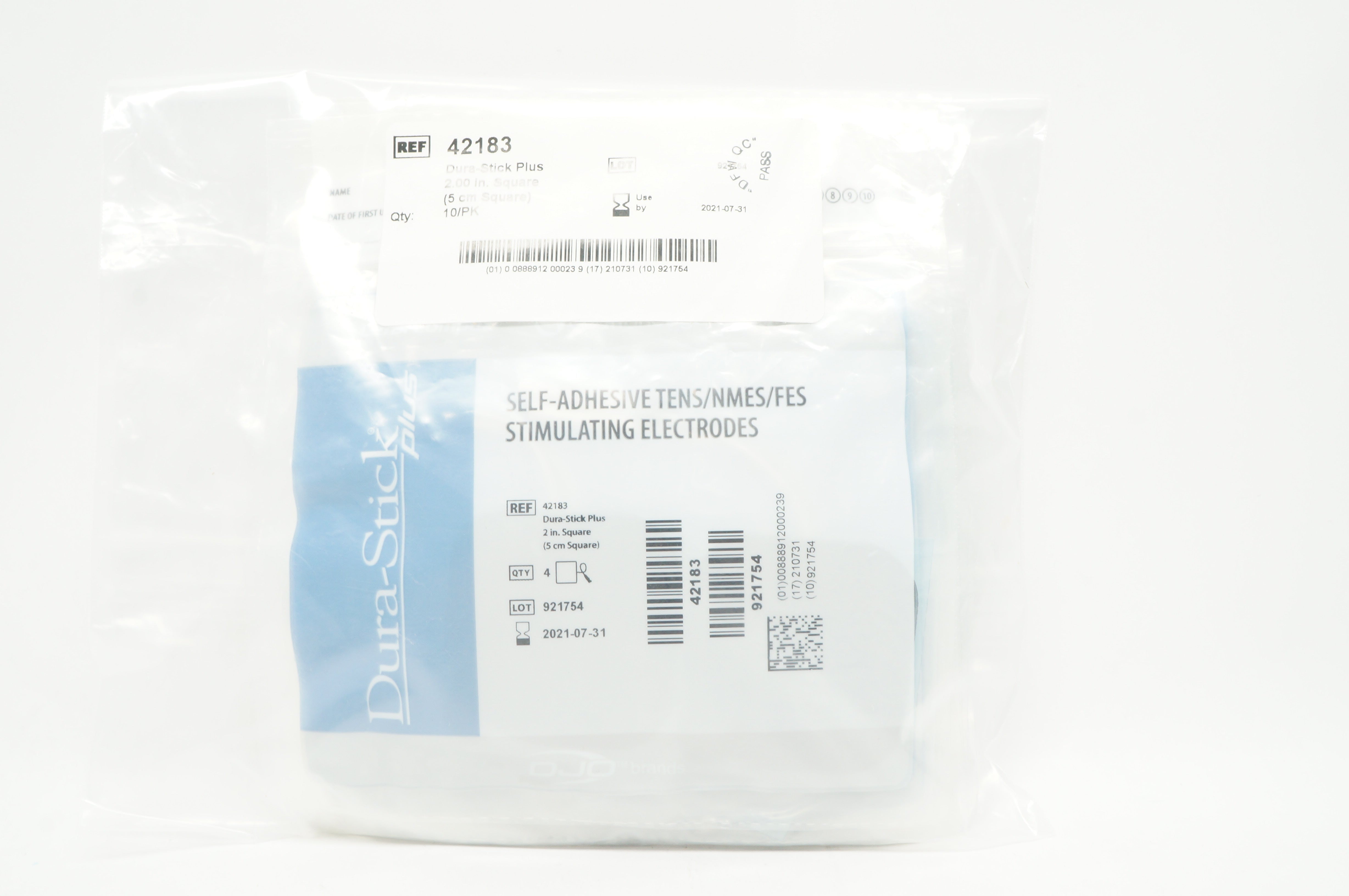 DJO 42183 Dura-Stick Plus Self-Adhesive Electrodes 2in. Square (x) - Pack of 40