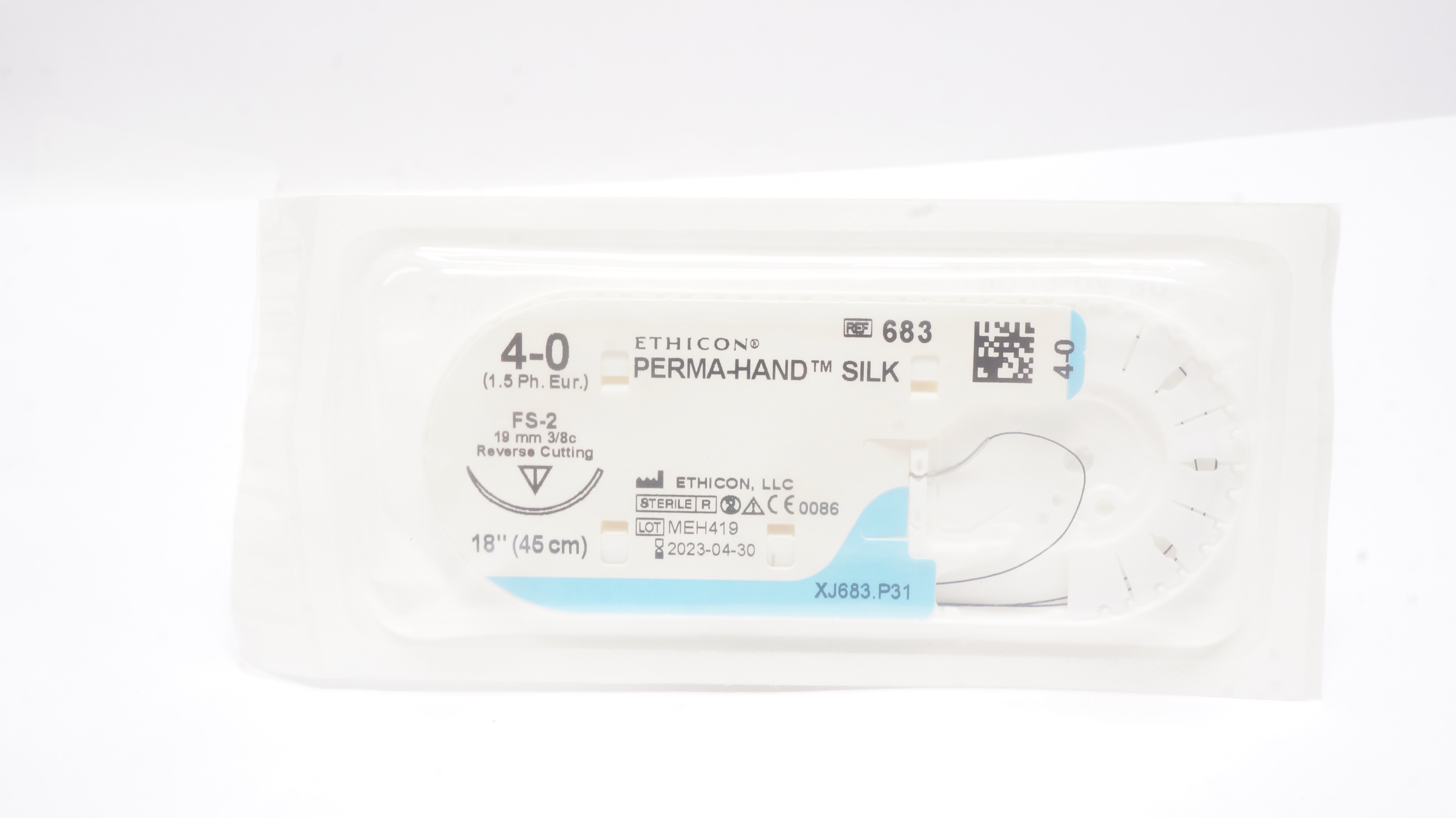 Ethicon 683 4-0 PERMA-HAND SILK FS-2 19mm 3/8c Reverse Cutting 18inch