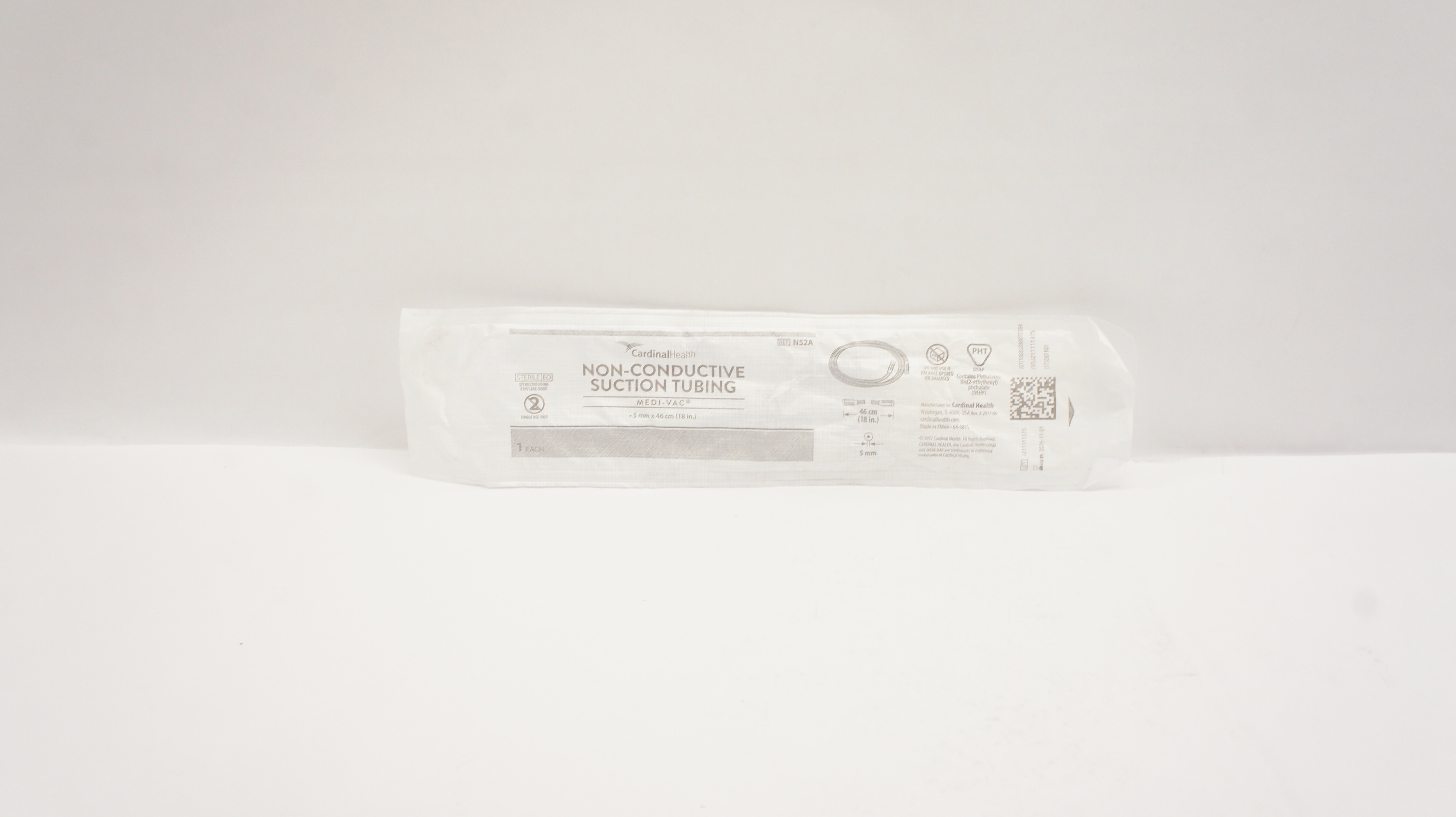 Cardinal Health N52A Medi-Vac Non-Conductive Suction Tubing 5mm x 46cm