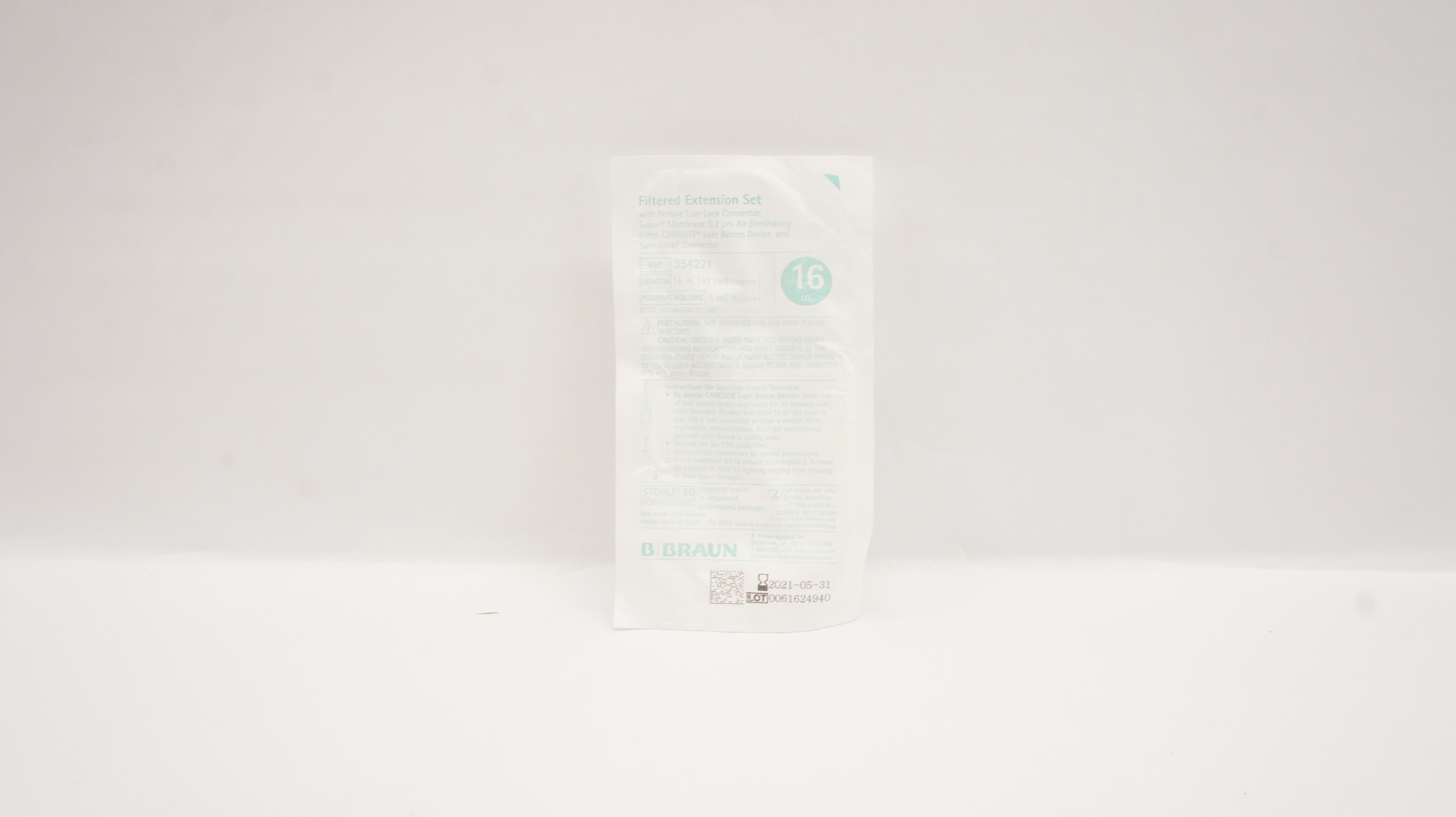 Braun 354221 Filtered Extension Set with Female Luer Lock Connector 16in 5mL (x)