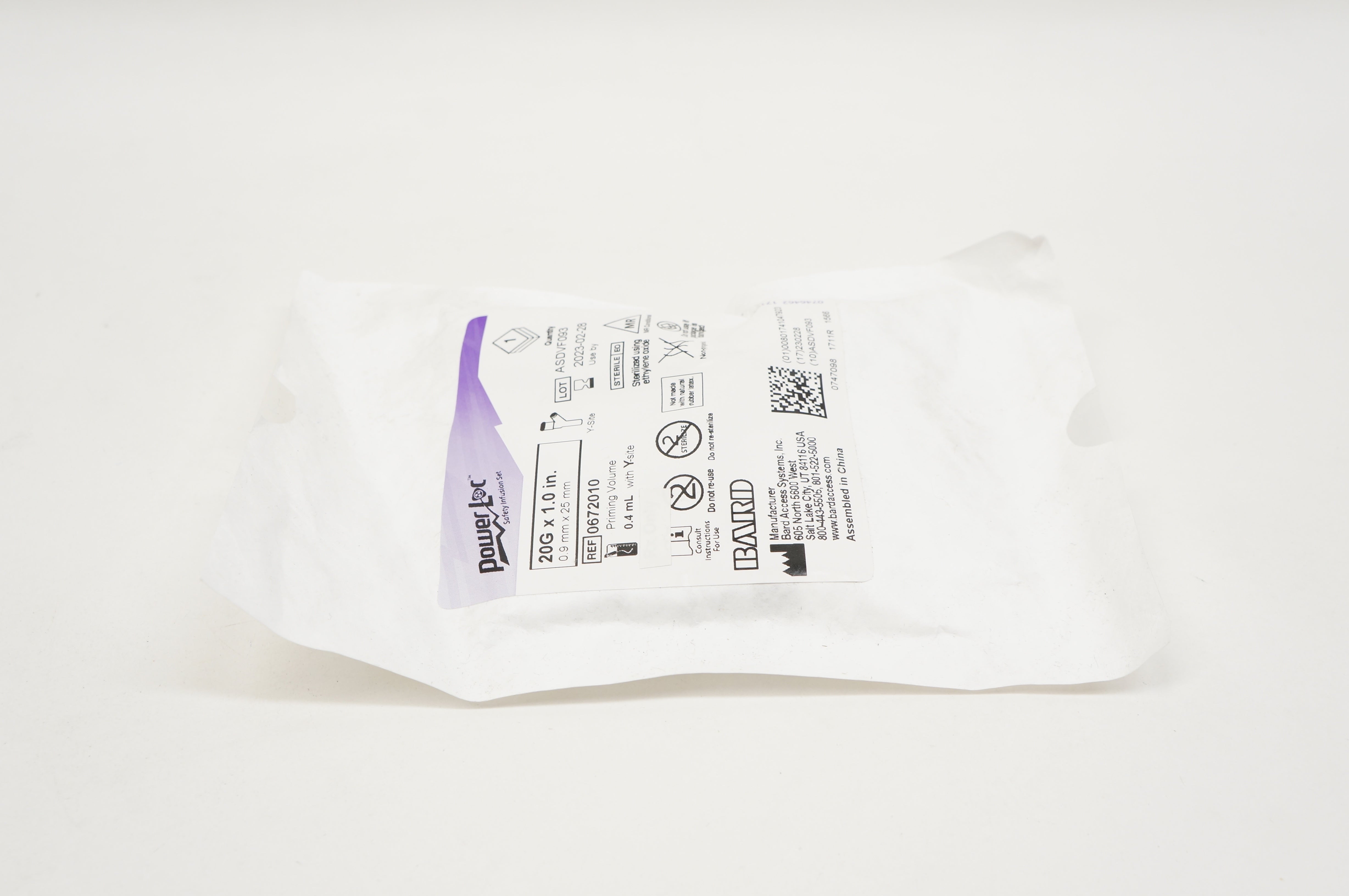 Bard 0672010 PowerLoc Safety Infusion Set 20G x 1inch