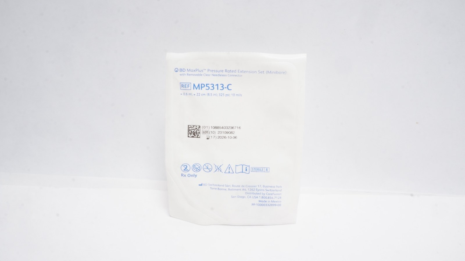 BD MP5313-C MaxPlus Pressure Rated Extension Set 22cm 325psi