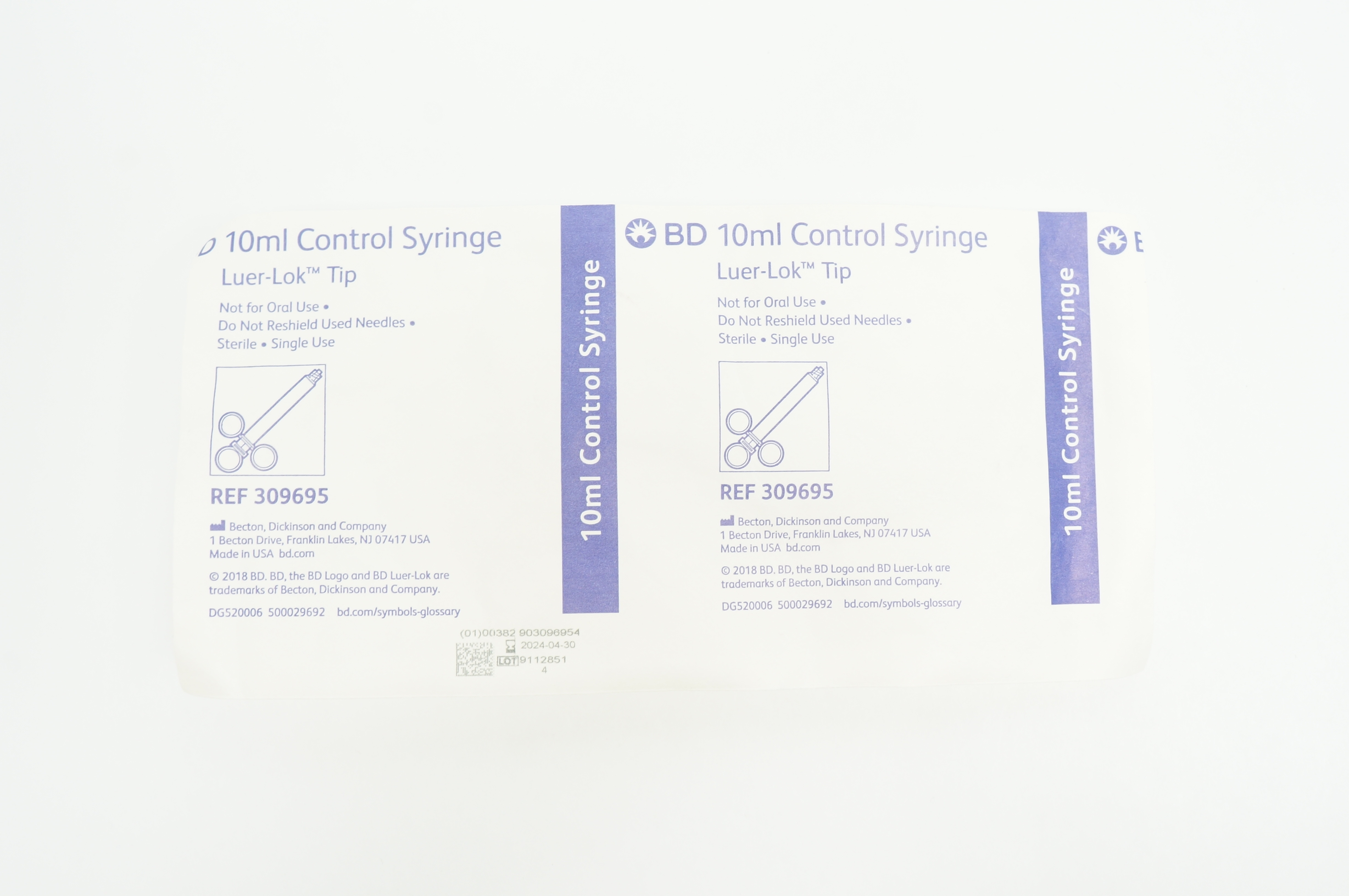 BD 309695 Luer-Lok Tip Control Syringe 10mL
