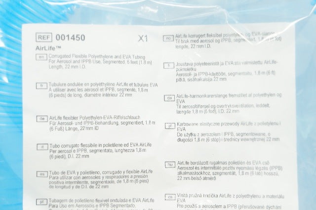 Vyaire 001450 AirLife Corrugated Flexible Polyethylene & EVA Tubing 6Ft. x 22mm