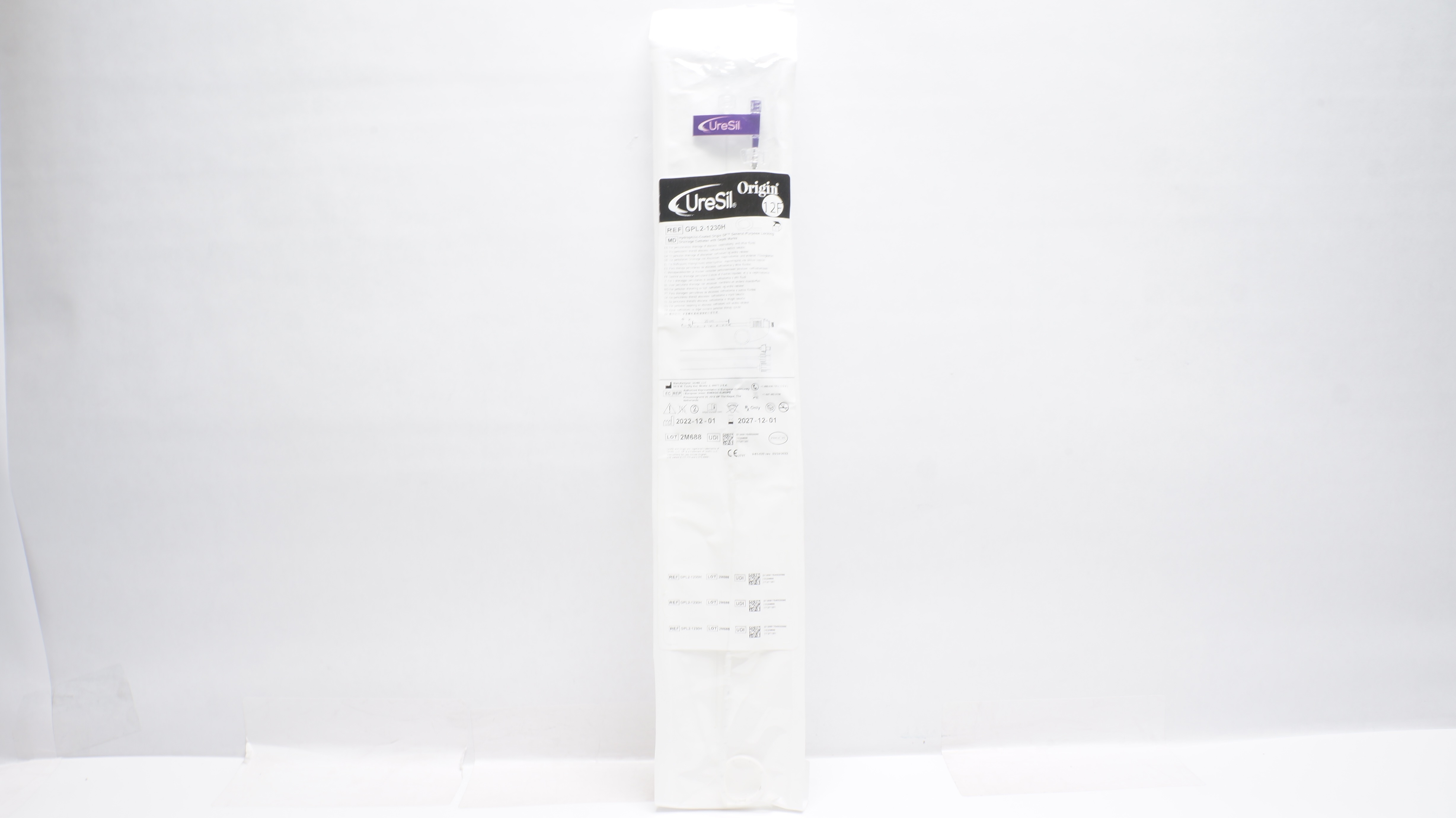UreSil GPL2-1230H Origin 12F Hydrophilic-Coated Locking Drainage Cath. W/Marks