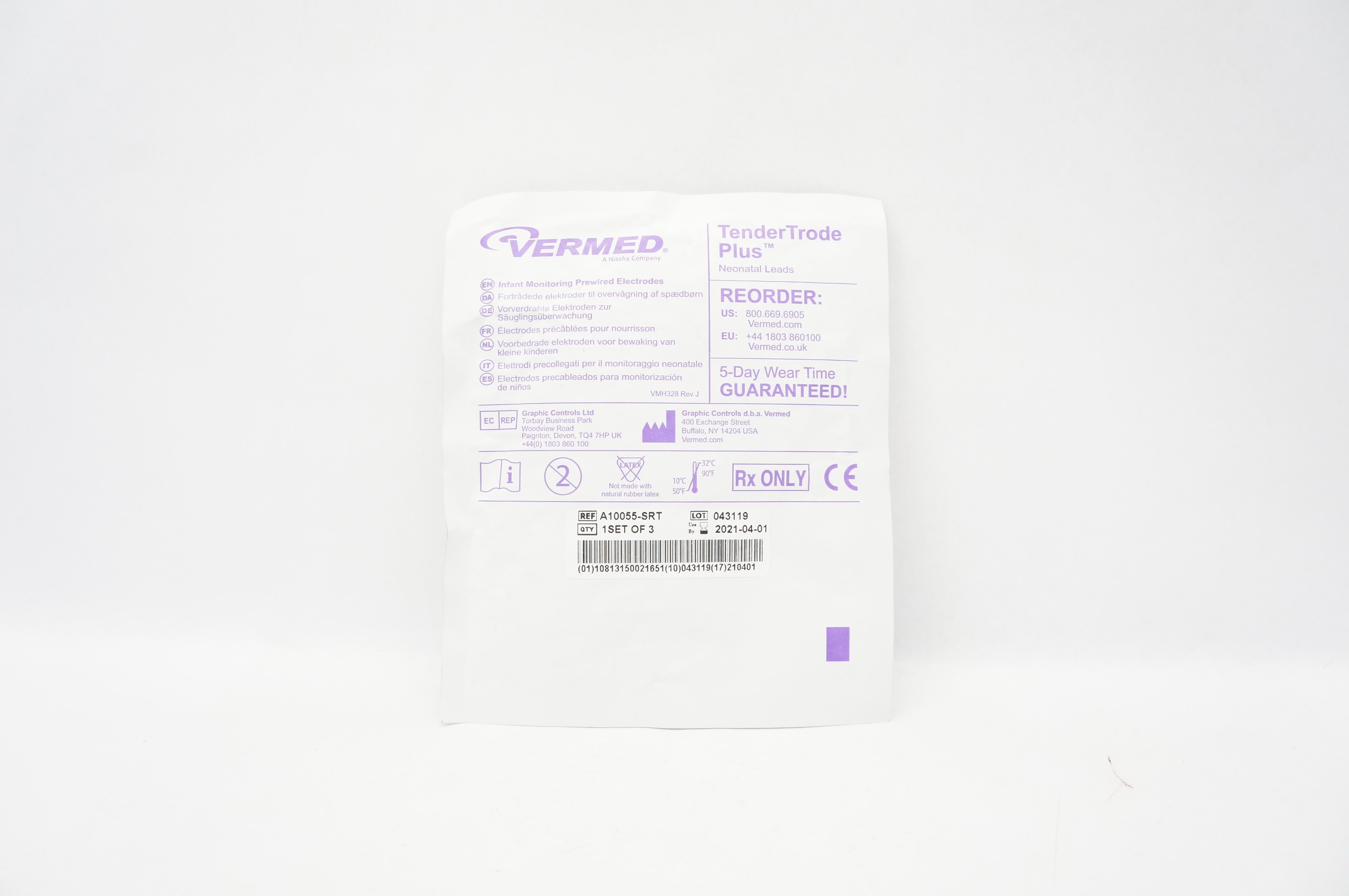 Vermed A10055-SRT TenderTrode Plus Infant Monitoring Electrodes (x) - Set of 3