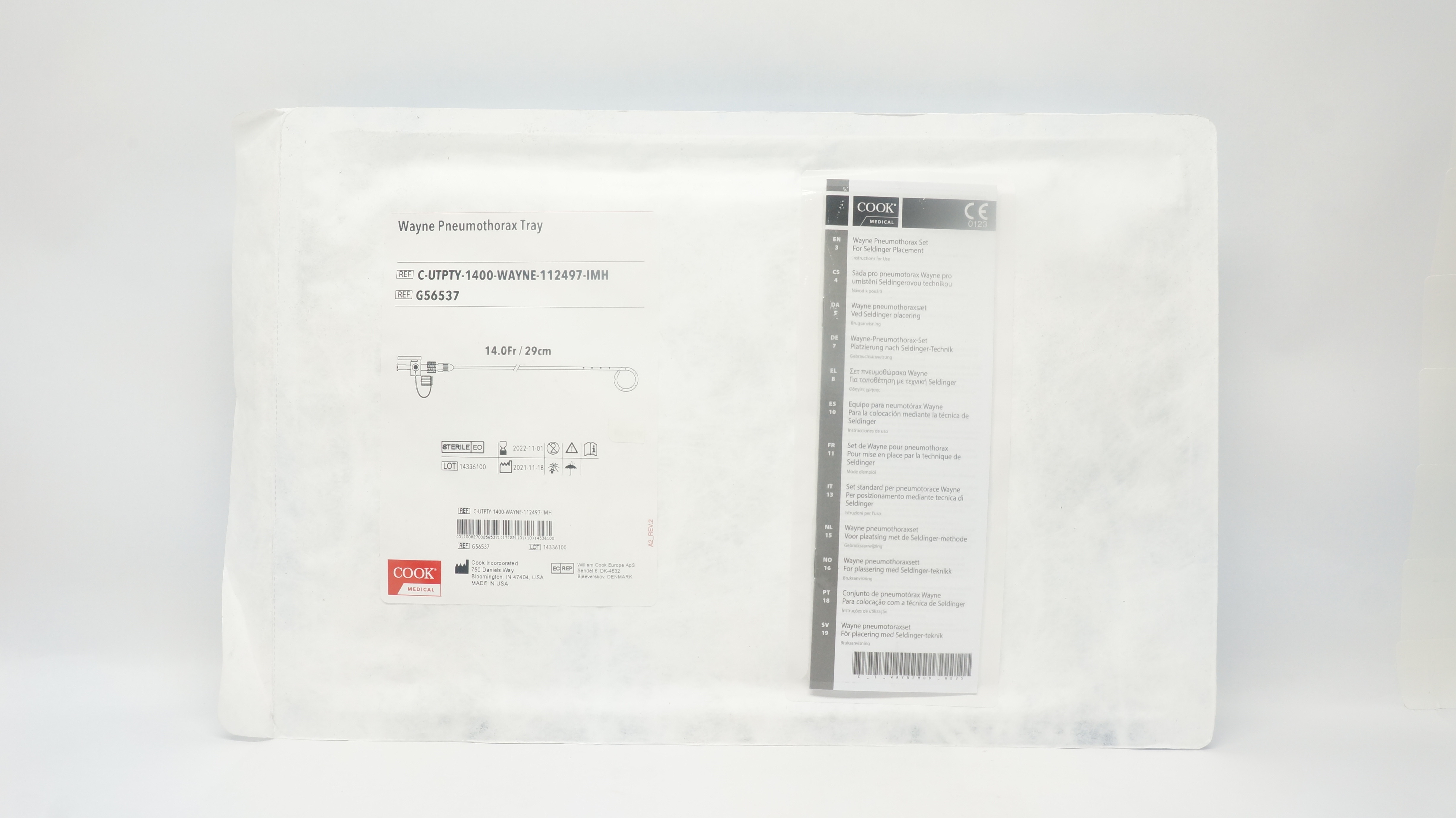 Cook Medical G56537 Wayne Pneumothorax Tray 14.0Fr x 29cm