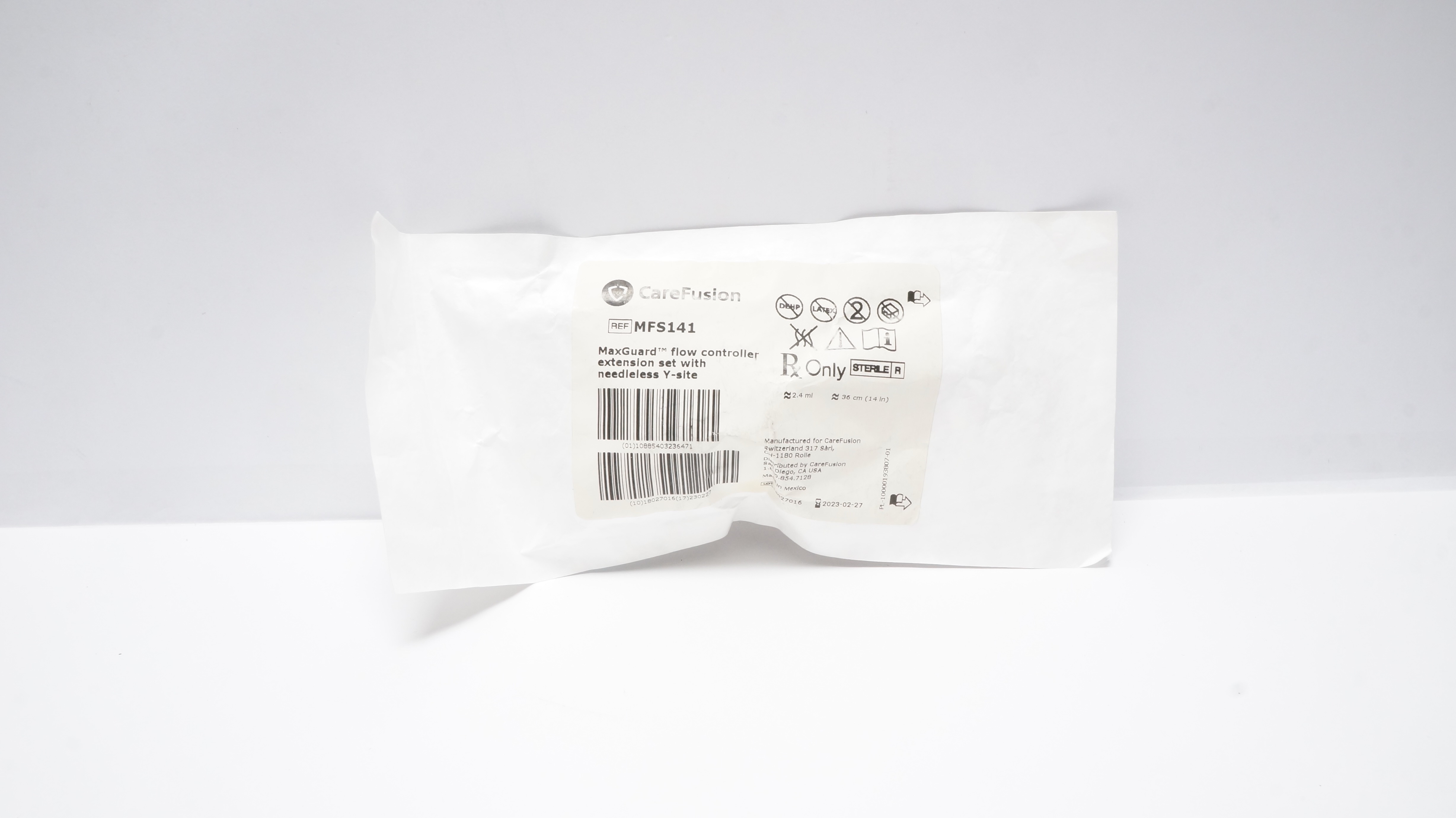 CareFusion MFS141 MaxGuard Flow Controller Extension Set 2.4ml x 14inch (x)