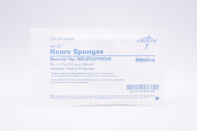 Medline NEUROSPNG06 Neuro Sponges 1/2 inch x 1 inch - Pack of 10