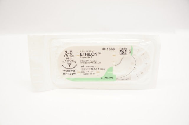 Ethicon 1669 3-0 ETHILON Polyamide 6 PS-2 19mm 3/8c Reverse Cutting, 18inch (x)