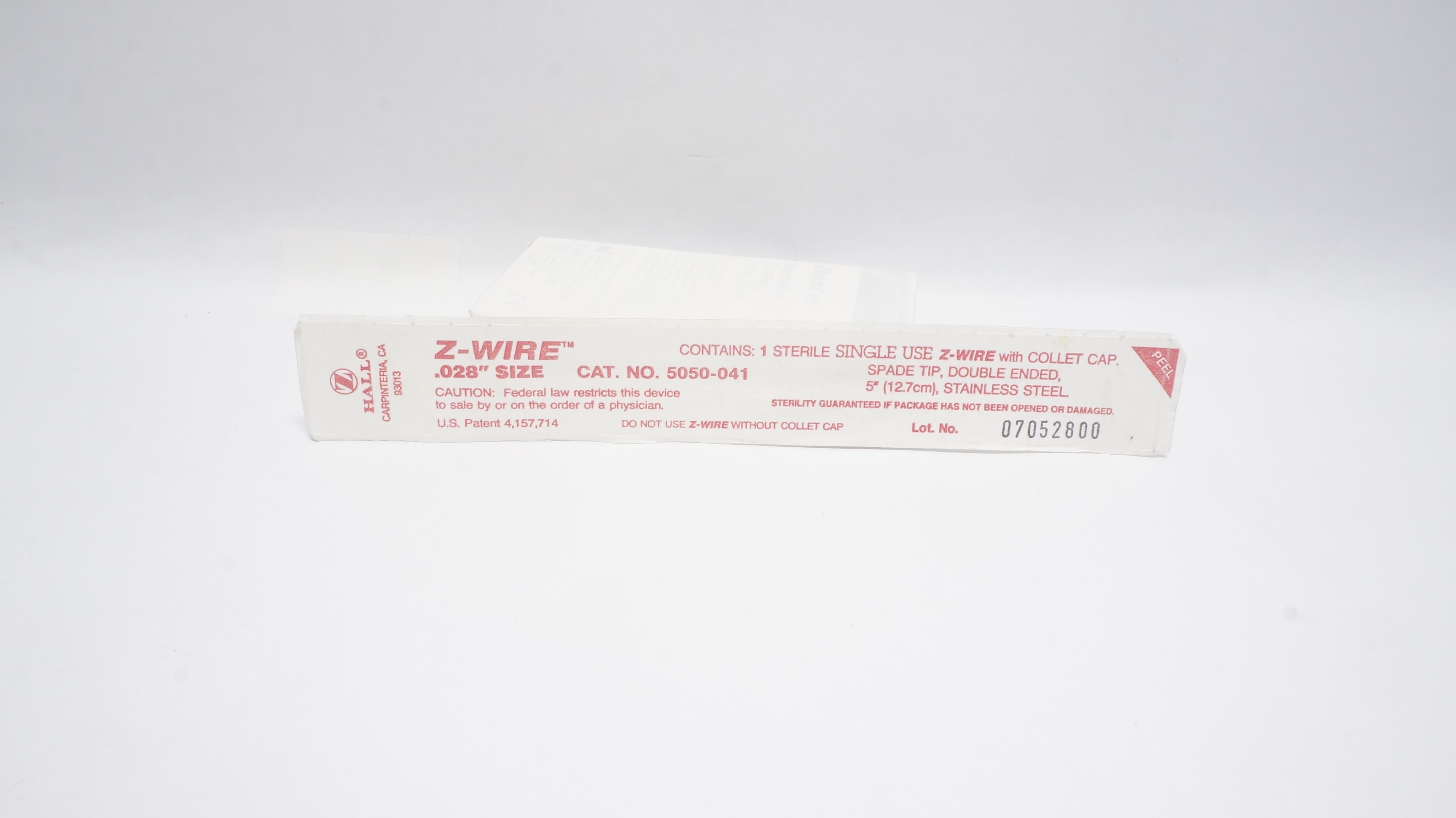 Hall 5050-041 Single Use Z-Wire w/Collect Cap Spade Tip, .028 x 5inch