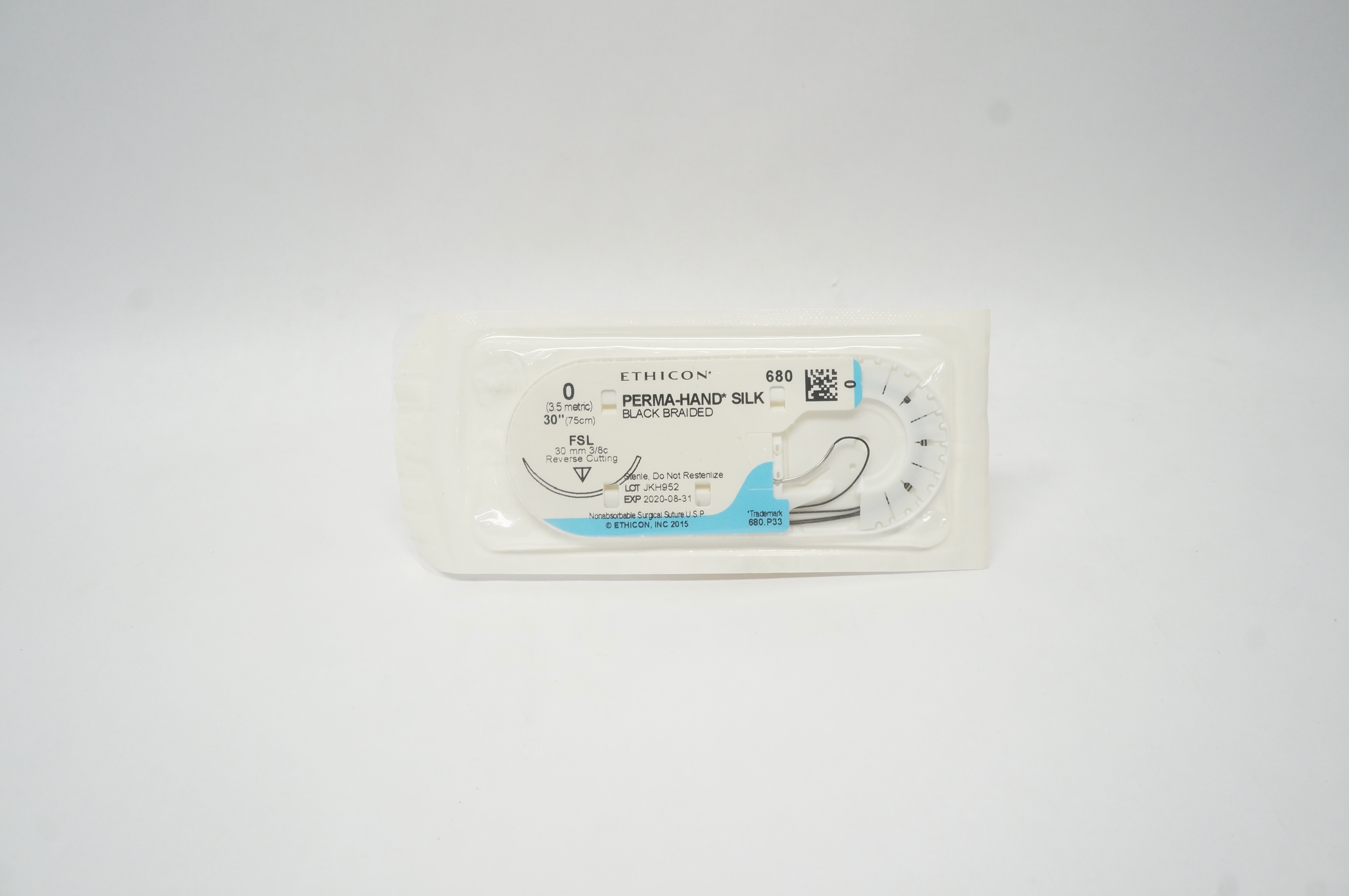 Ethicon 680 0 Perma-Hand Silk Stre FSL 30mm 3/8c Reverse Cutting, 30inch (x)