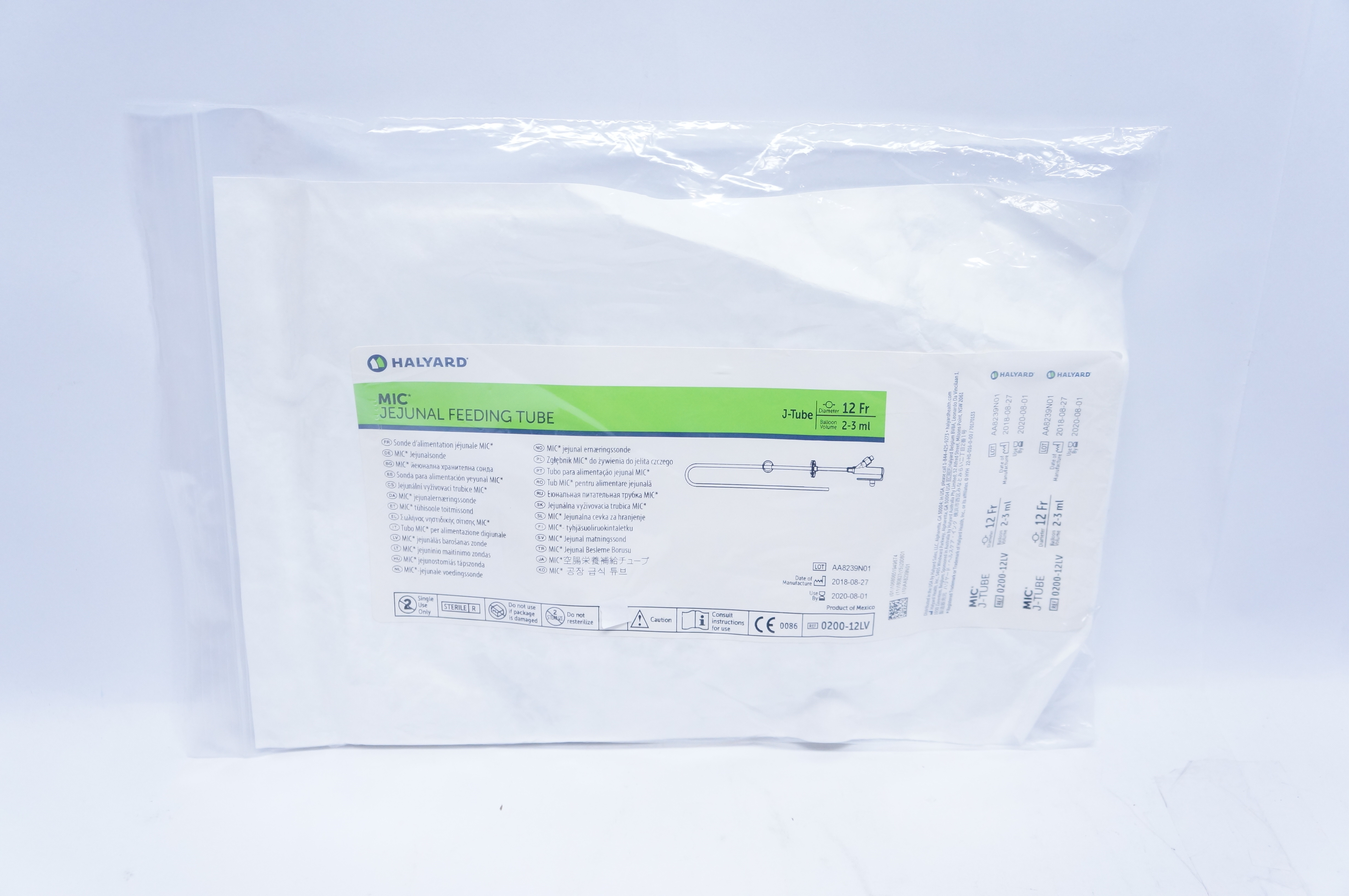 Halyard 0200-12LV MIC Jejunal Feeding Tube J-Tube 12 Fr 2-3ml (x)