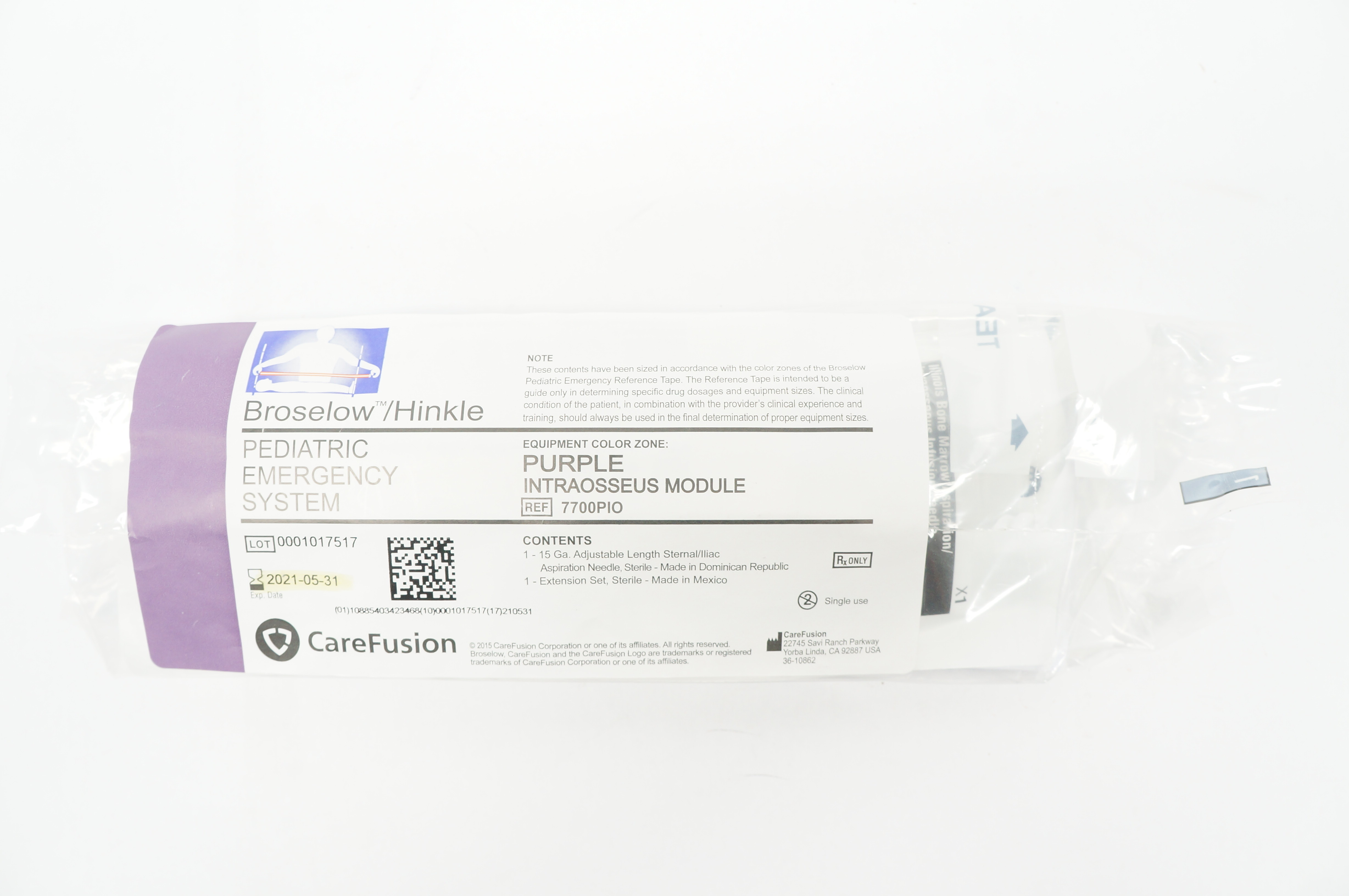 CareFusion 7700PIO Pediatric Emergency System Purple Intraosseus Module (x)