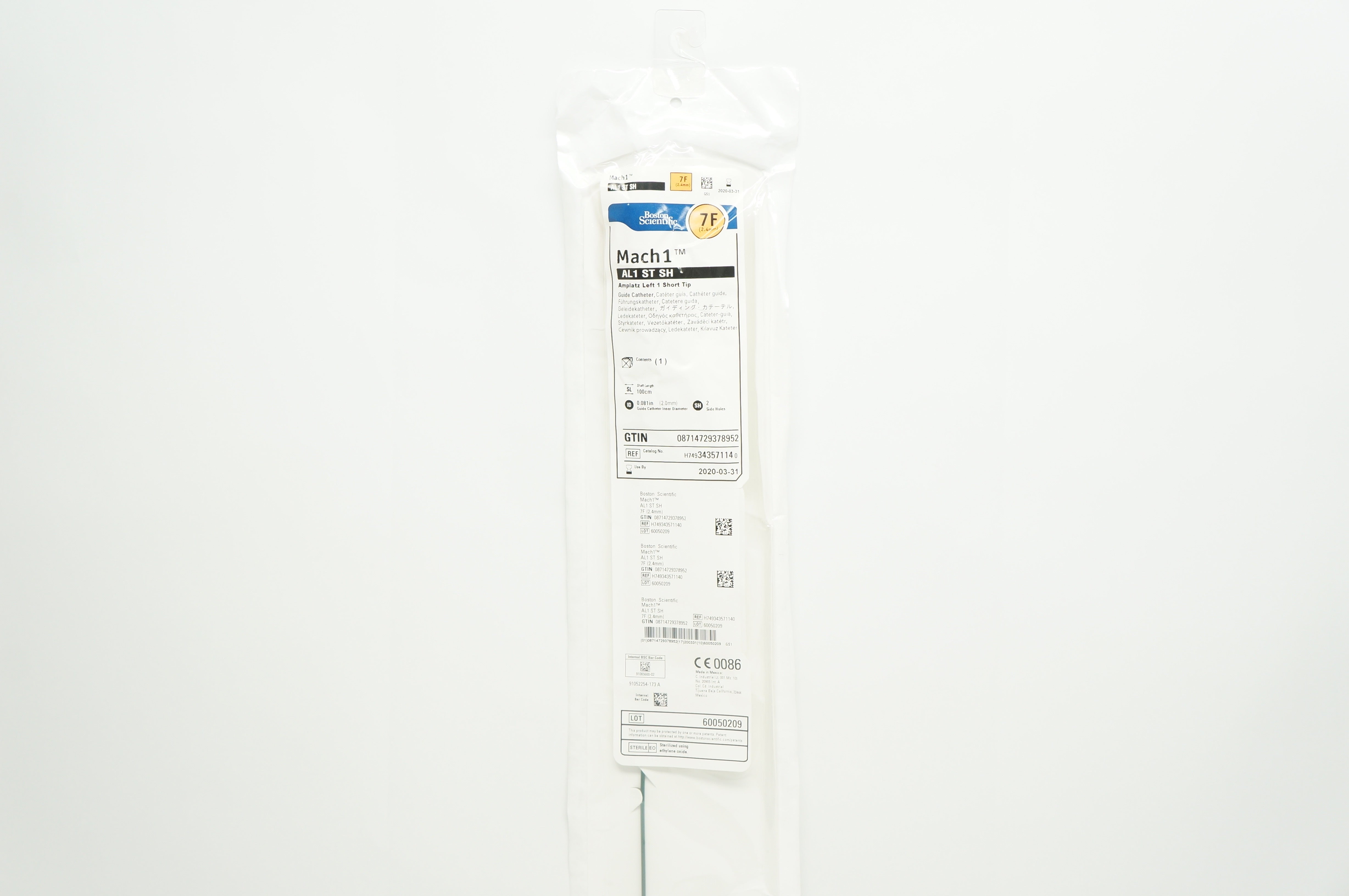Boston Scientific 34357114 Mach1 AL1 ST SH Guide Cath. 7F x 100cm (x)