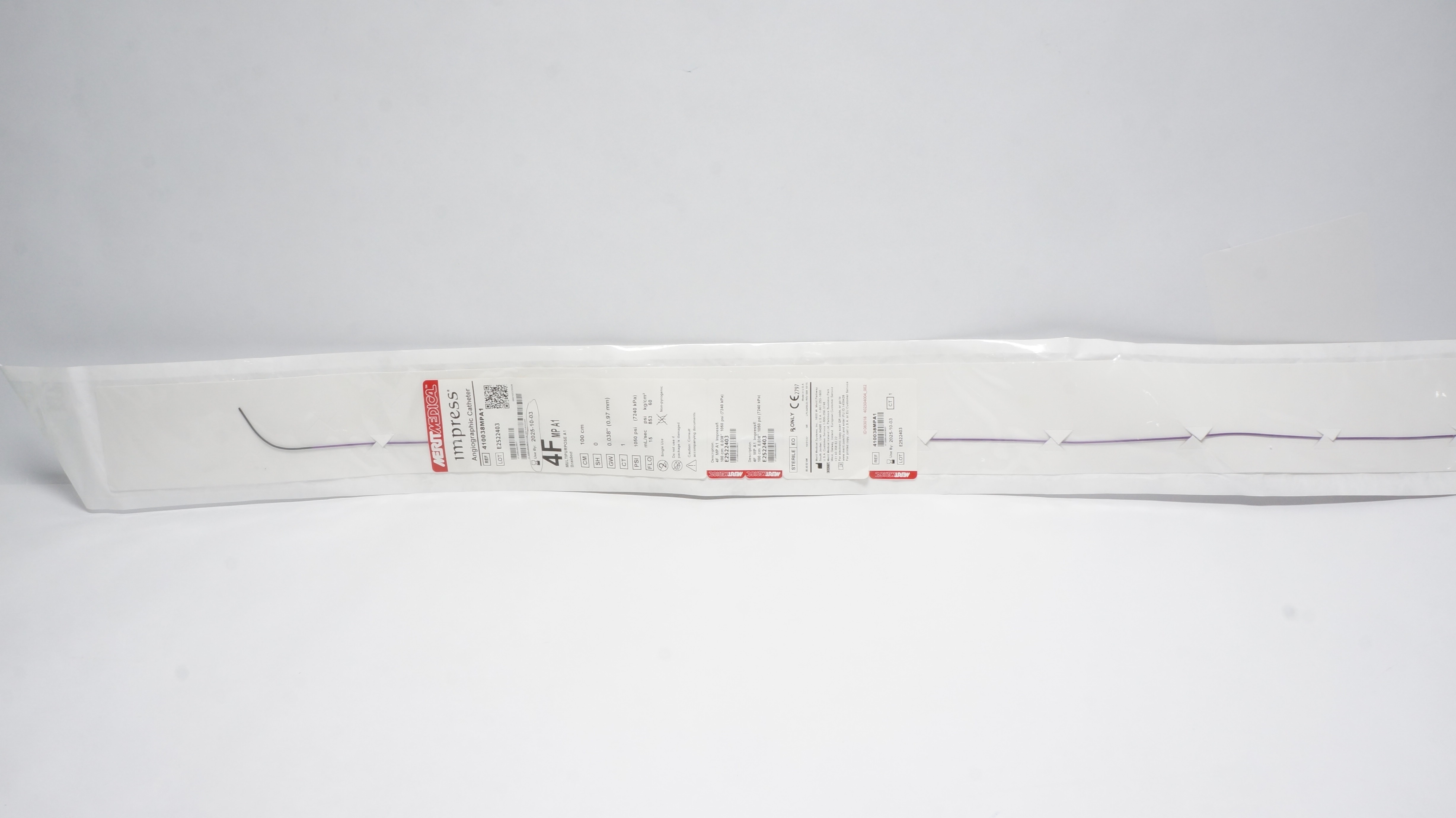 Merit Medical 410038MPA1 Impress Angiographic Cath. 4F x 100cm