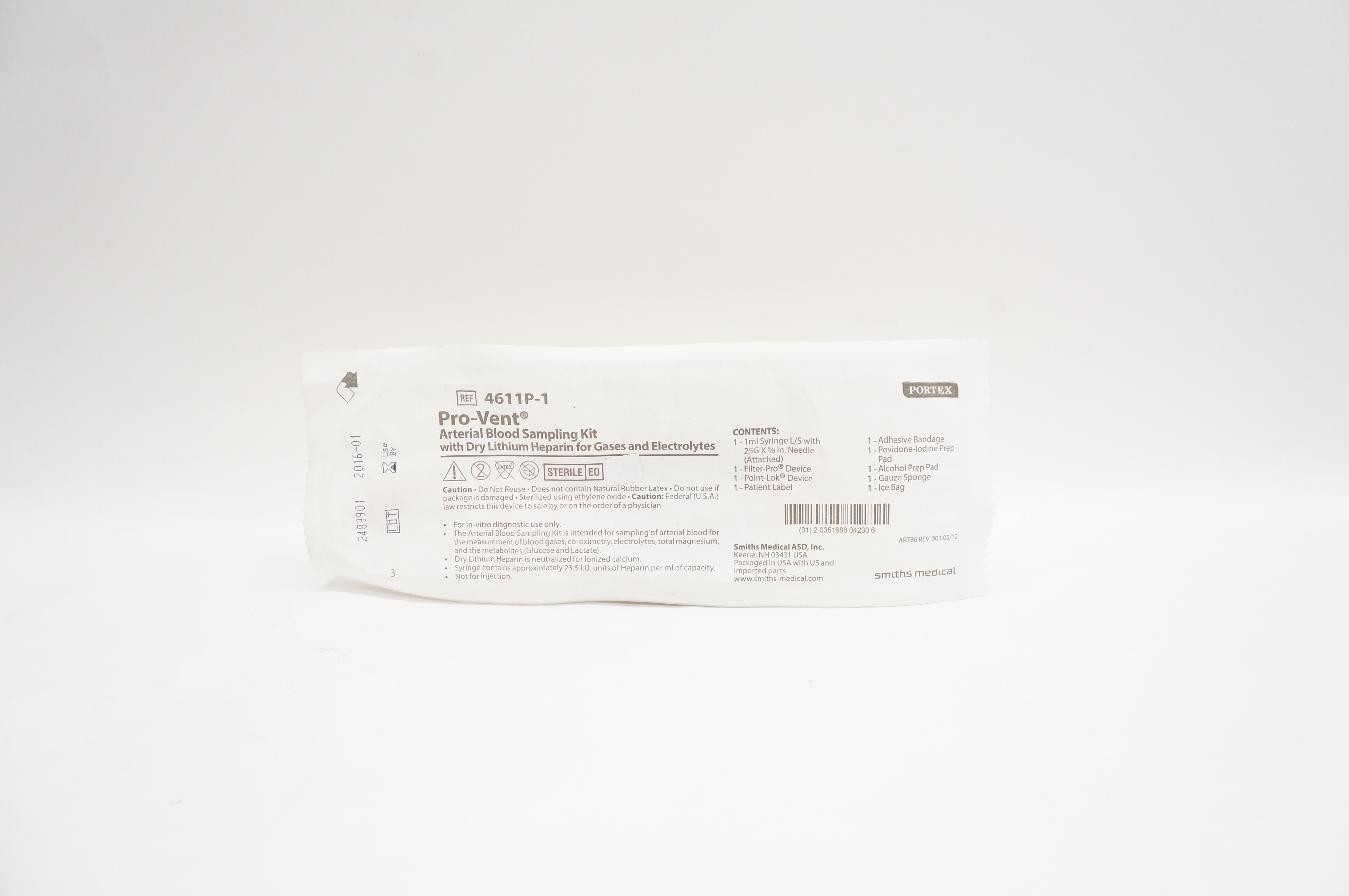 Smiths Medical 4611P-1 Portex Pro-Vent Arterial Blood Sampling Kit (x)
