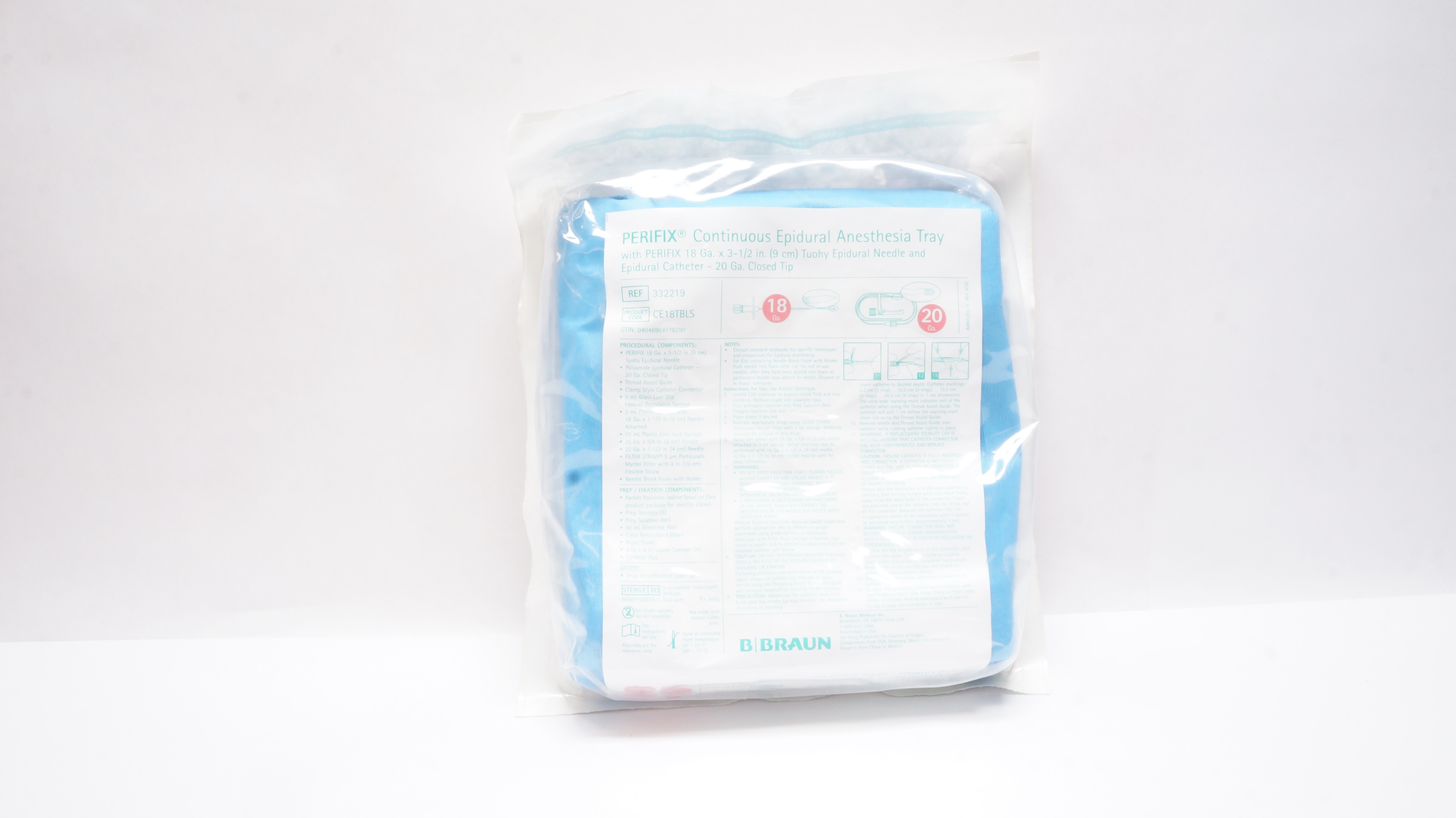 B.Braun 332219 Perifix Epidural Anesthesia Tray, Ndle 18Ga x 3-1/2inch