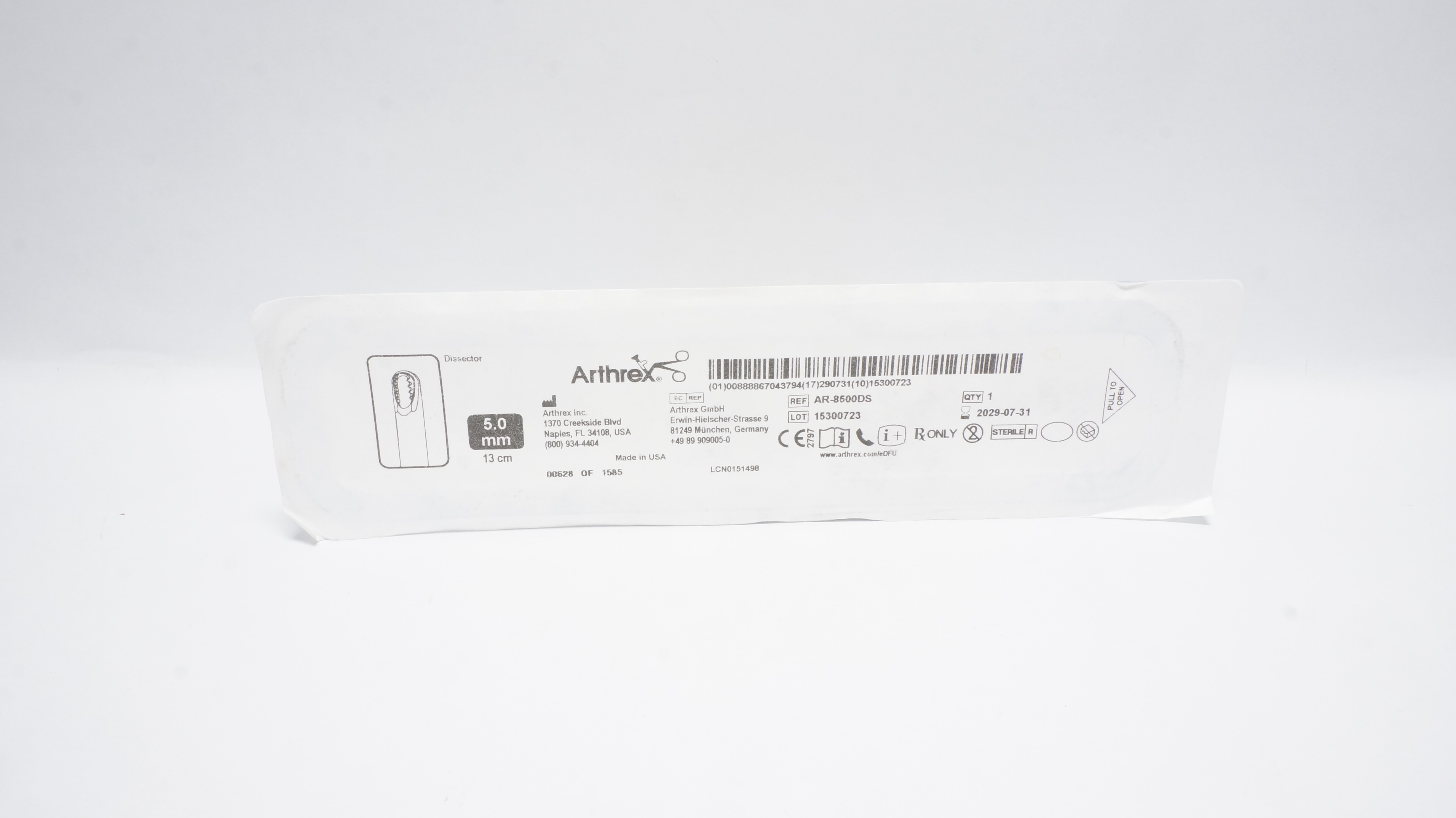Arthrex AR-8500DS Dissector 5.0mm x 13cm