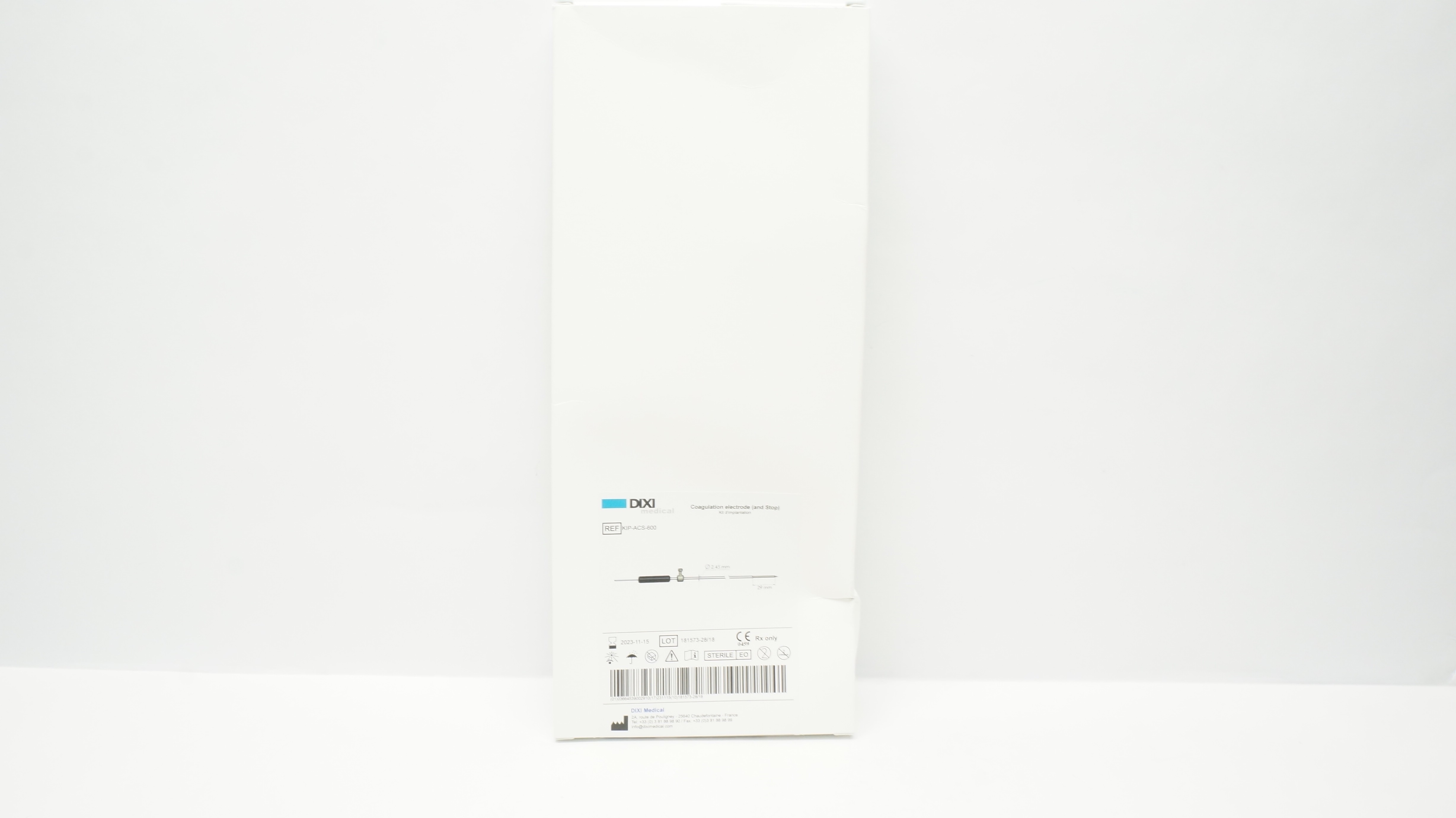 DIXI Medical KIP-ACS-600  Coagulation Elecrtode (and Stop) 2.45mm (x) - Box of 2