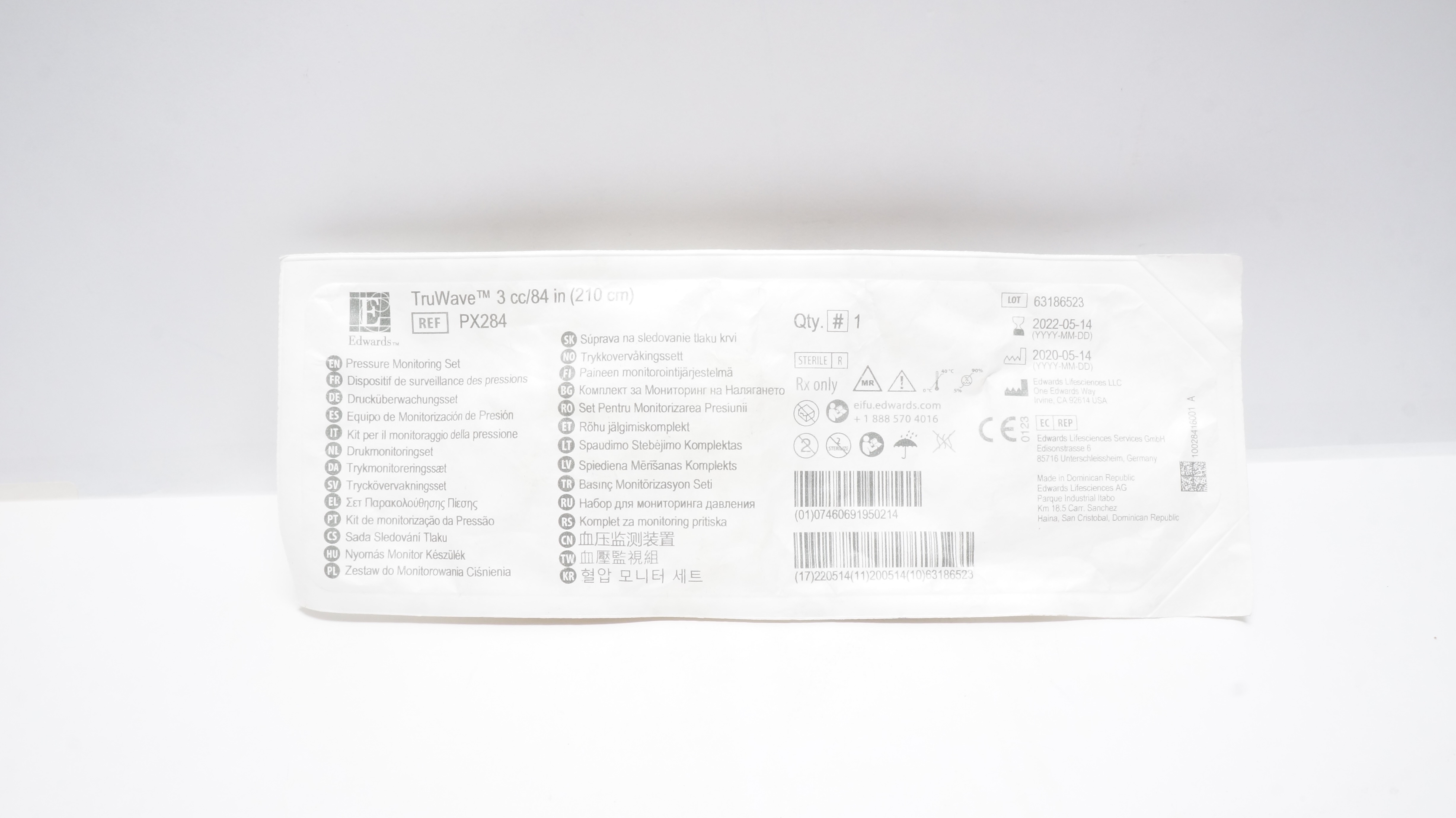 Edwards Lifesciences PX284 TrueWave Pressure Monitoring Set 3cc/84inch (x)