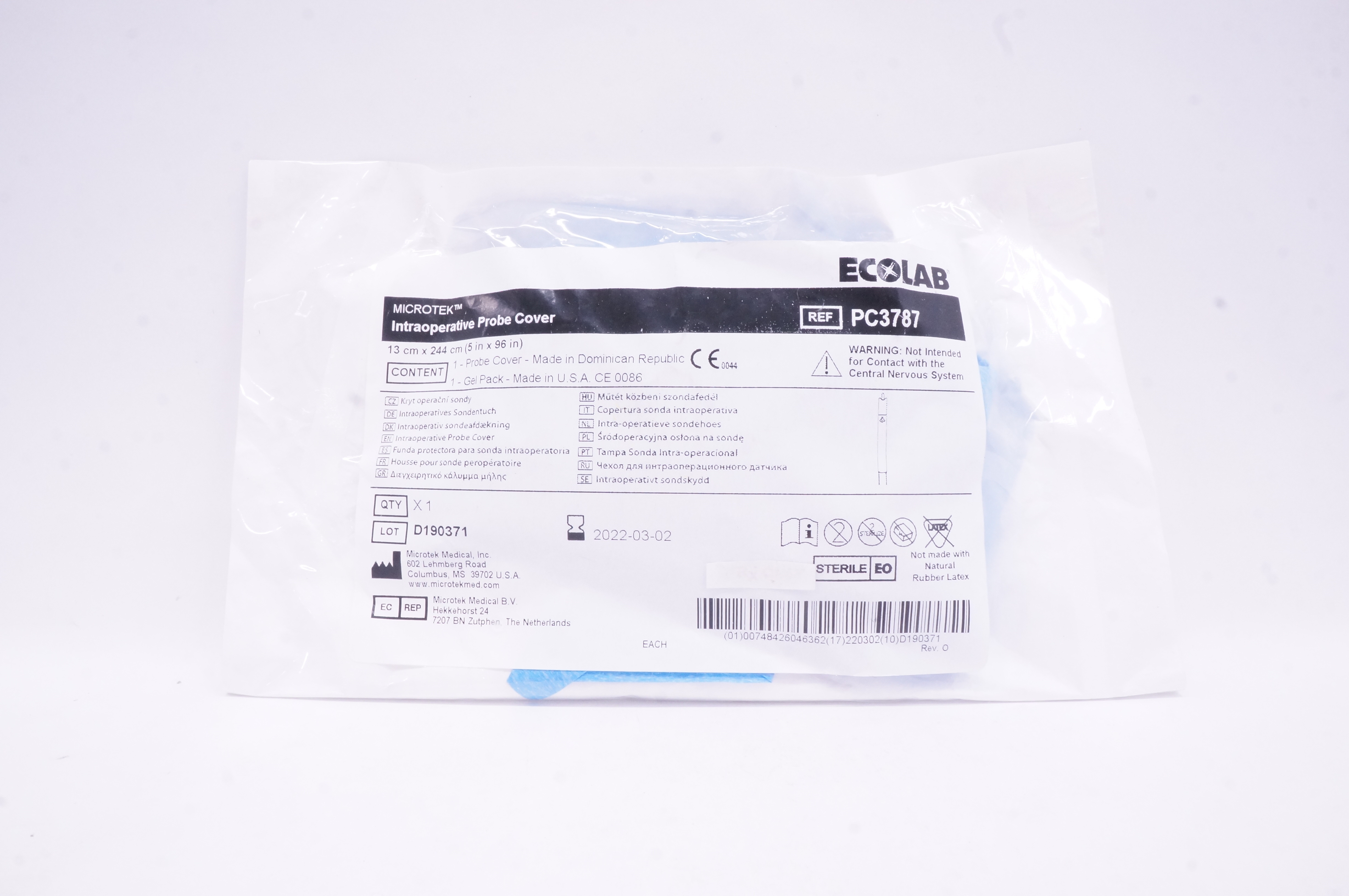 Microtek PC3787 Ecolab Intraoperative Probe Cover 5 inch x 96 inch (x)