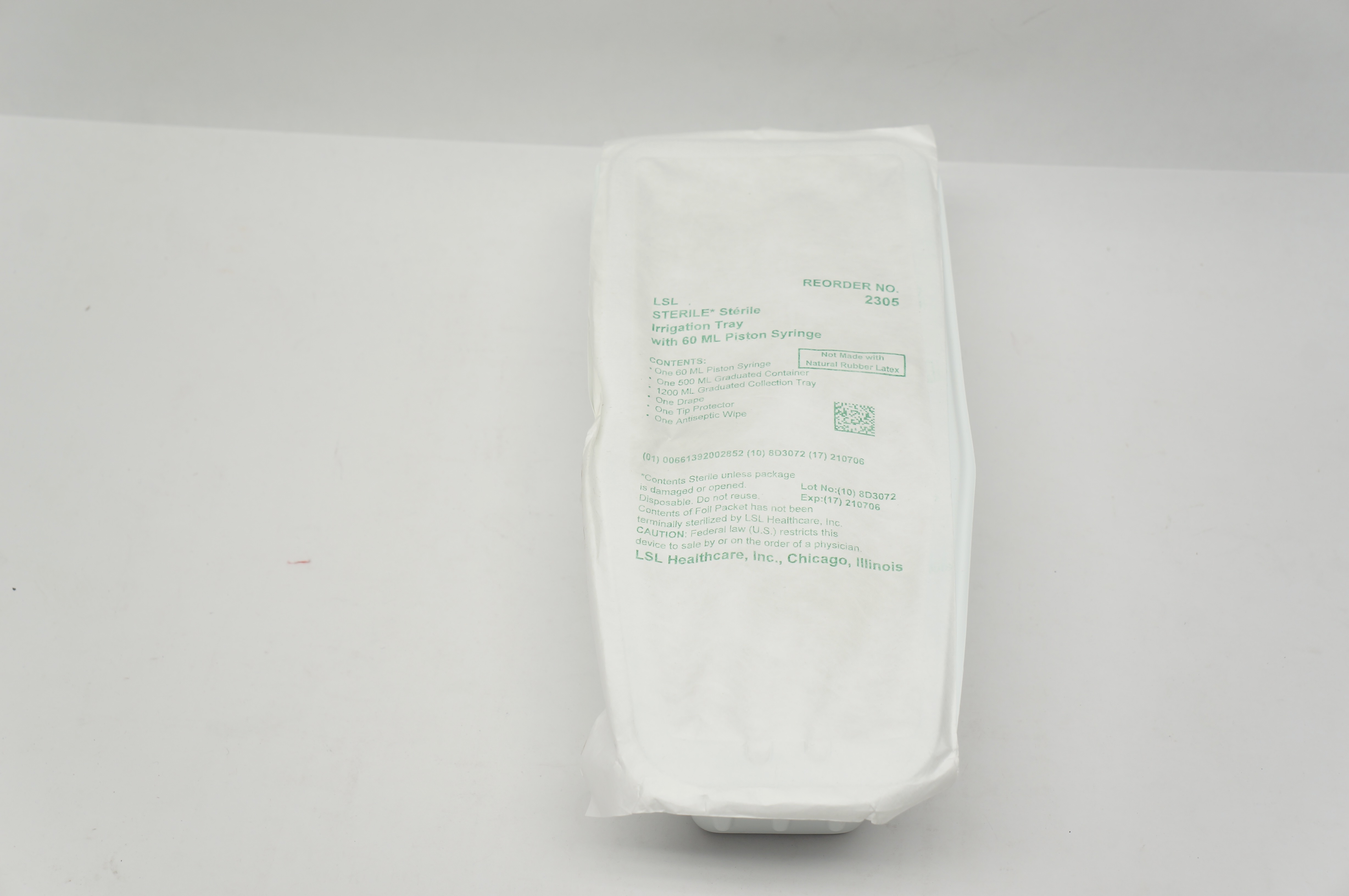 LSL Healtcare 2305 Sterile Irrigation Tray with Piston Syringe 60mL (x)