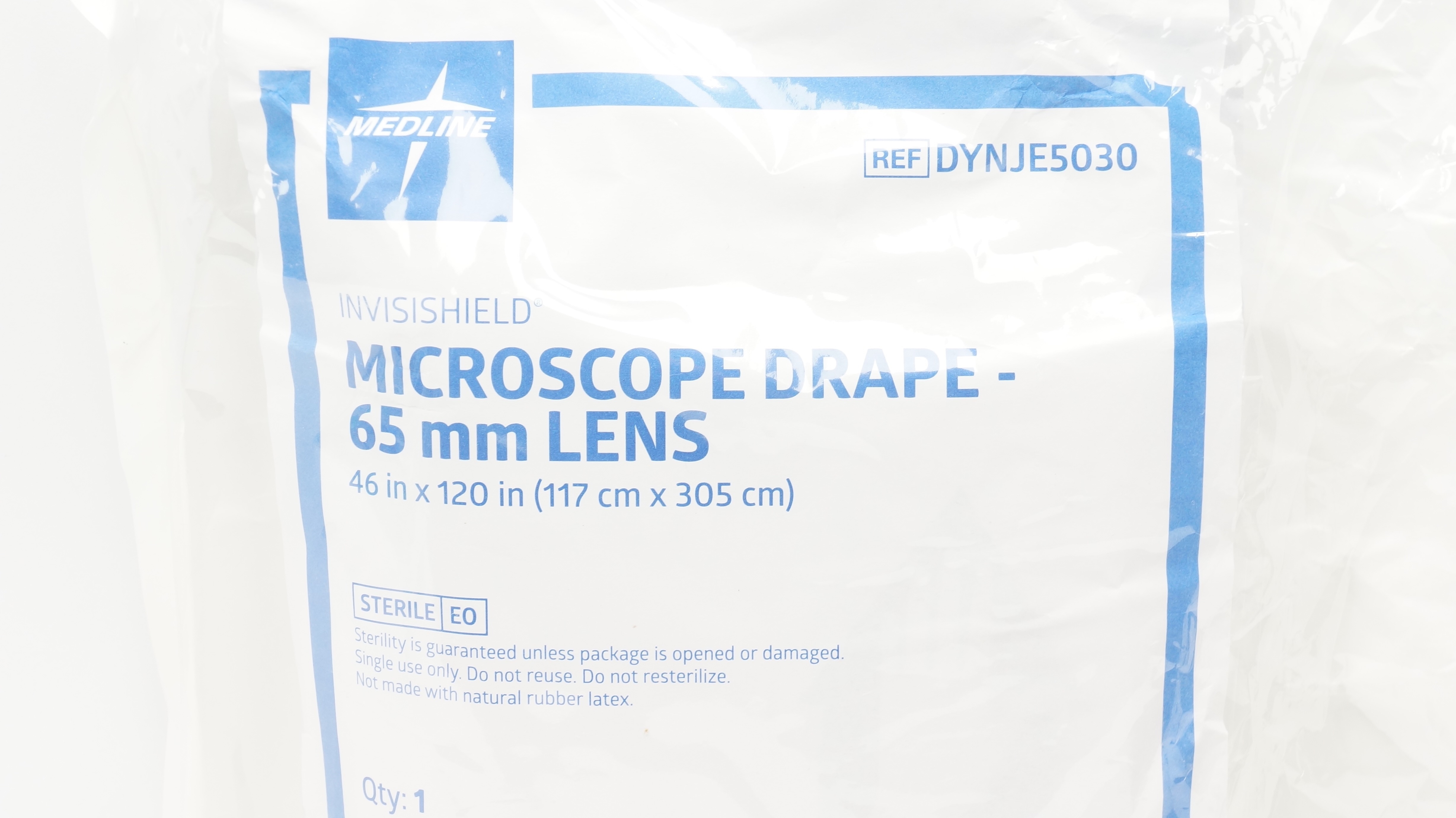 Medline DYNJE5030 Invisishield Microscope Drape 65mm Lens 46inch x 120inch