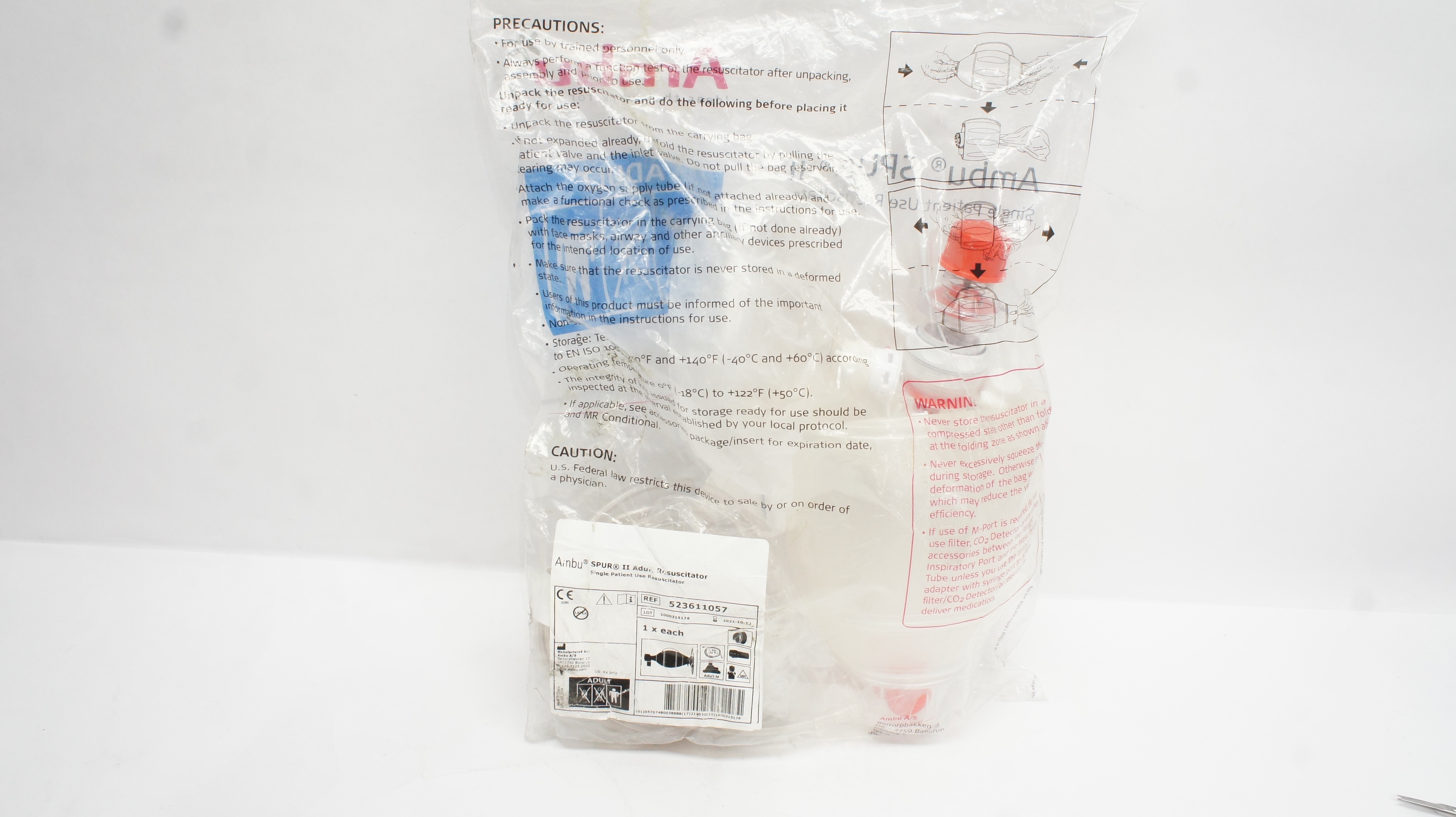 Ambu 523611057 Spur II Adult Resuscitator, Adult M,14Ft (x)