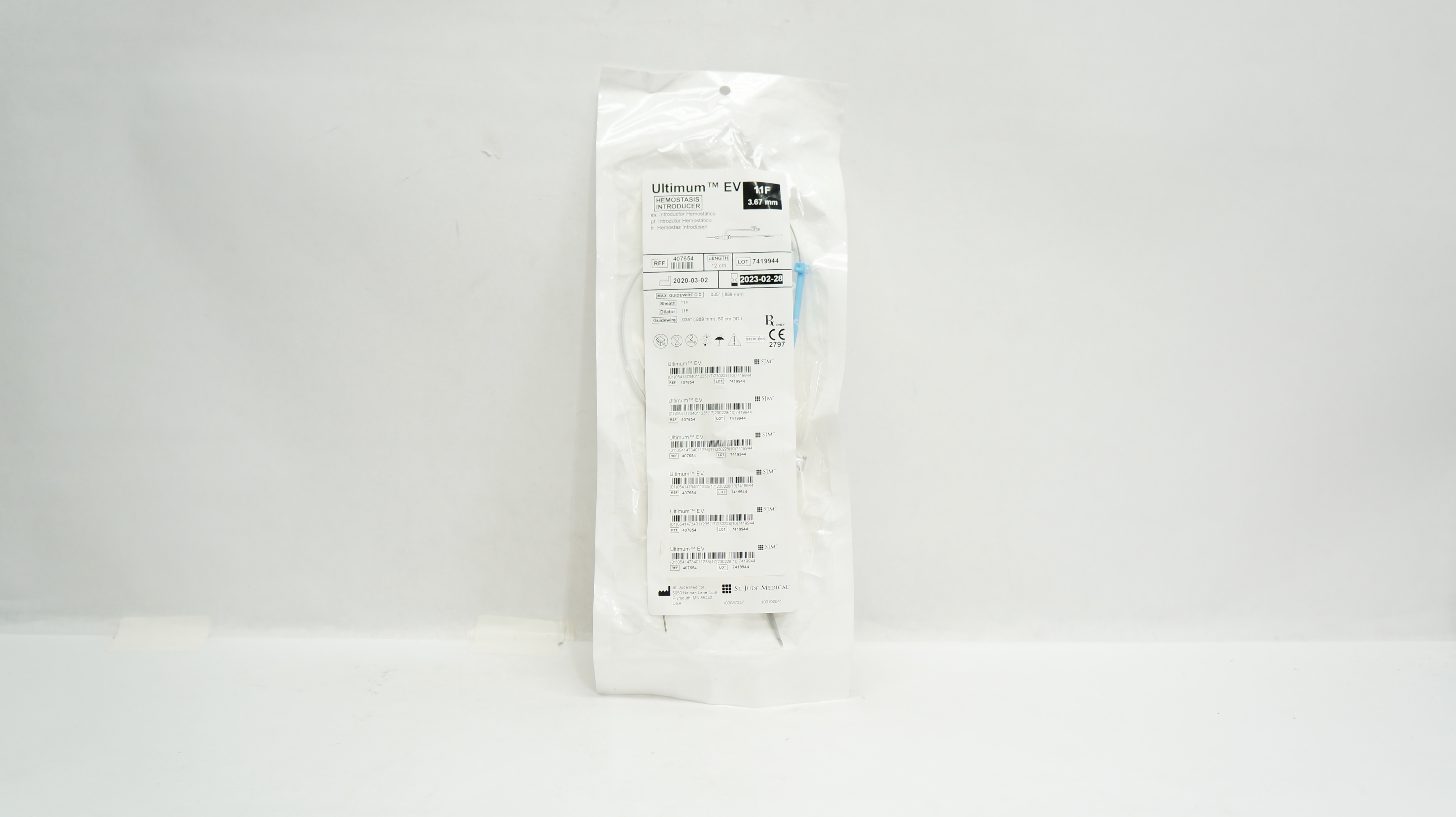 ST Jude Medical 407654 Ultimum Hemostasis Introducer  11F 3.67mm (x)