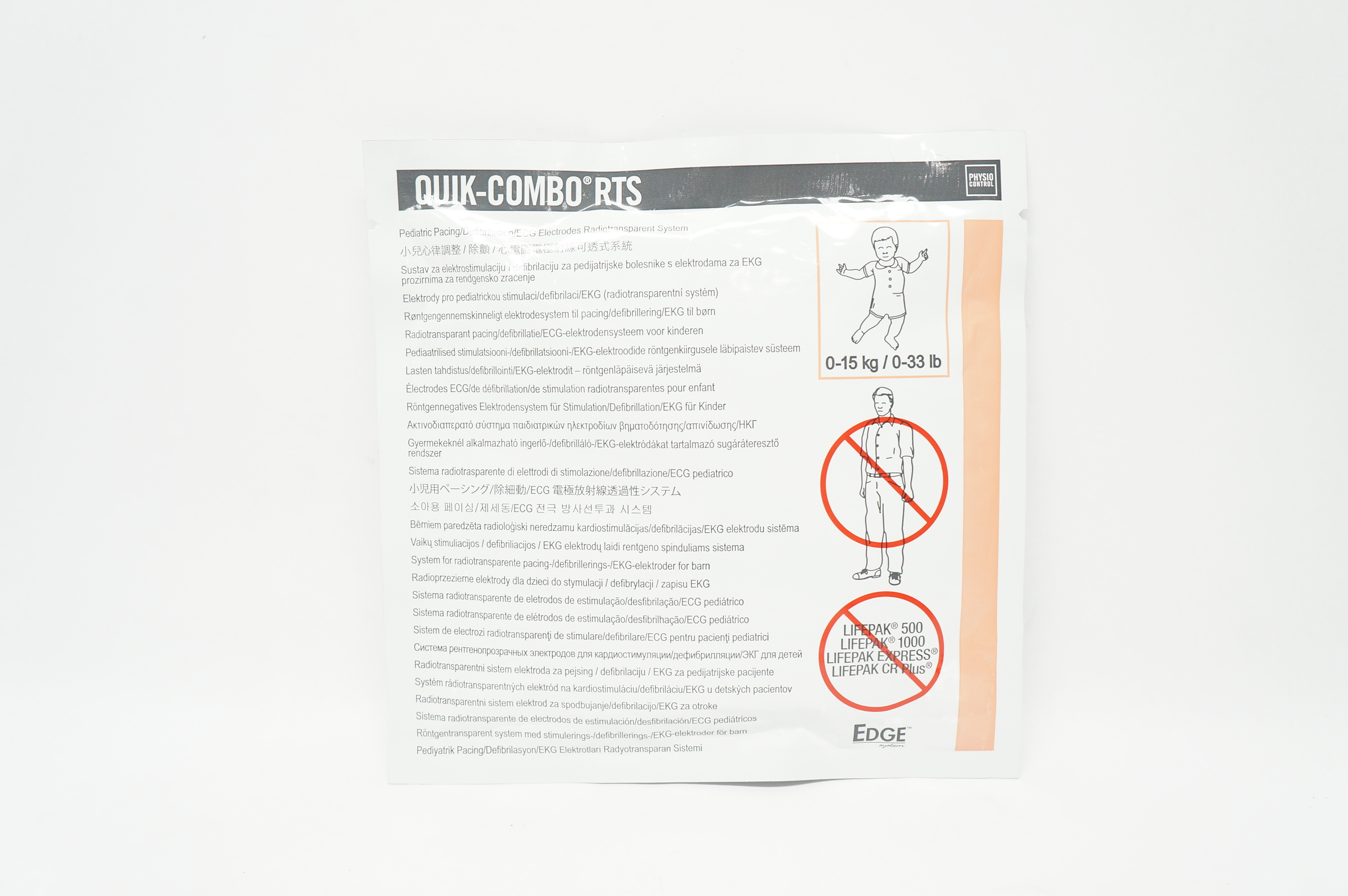 Physio Control 11996-000093 Quik-Combo RTS Pediatric ECG Electrodes 0-33lbs. (x)