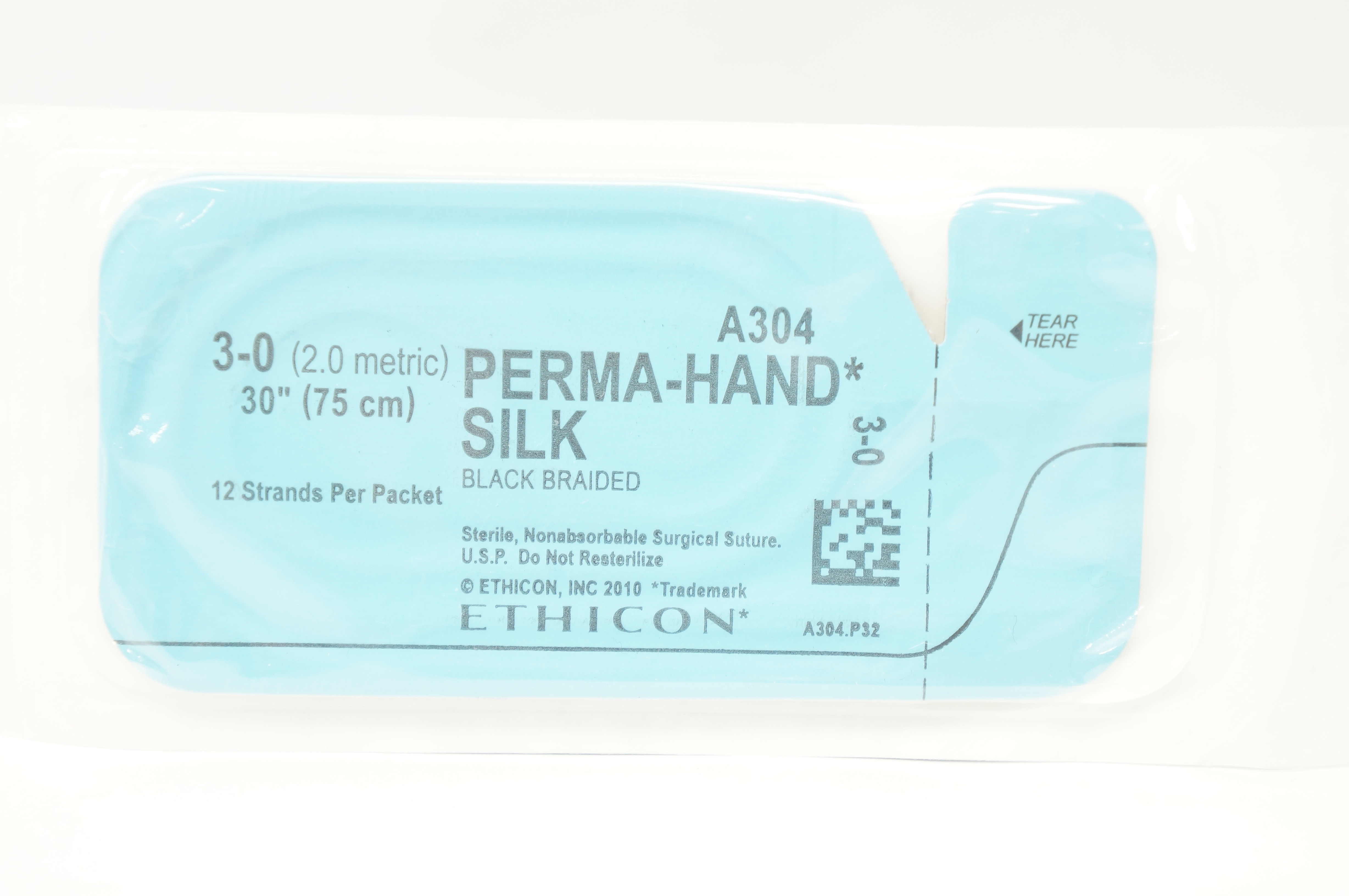 Ethicon A304 3-0 Perma-Hand Silk Black Braided Surgical Stre 30 inch
