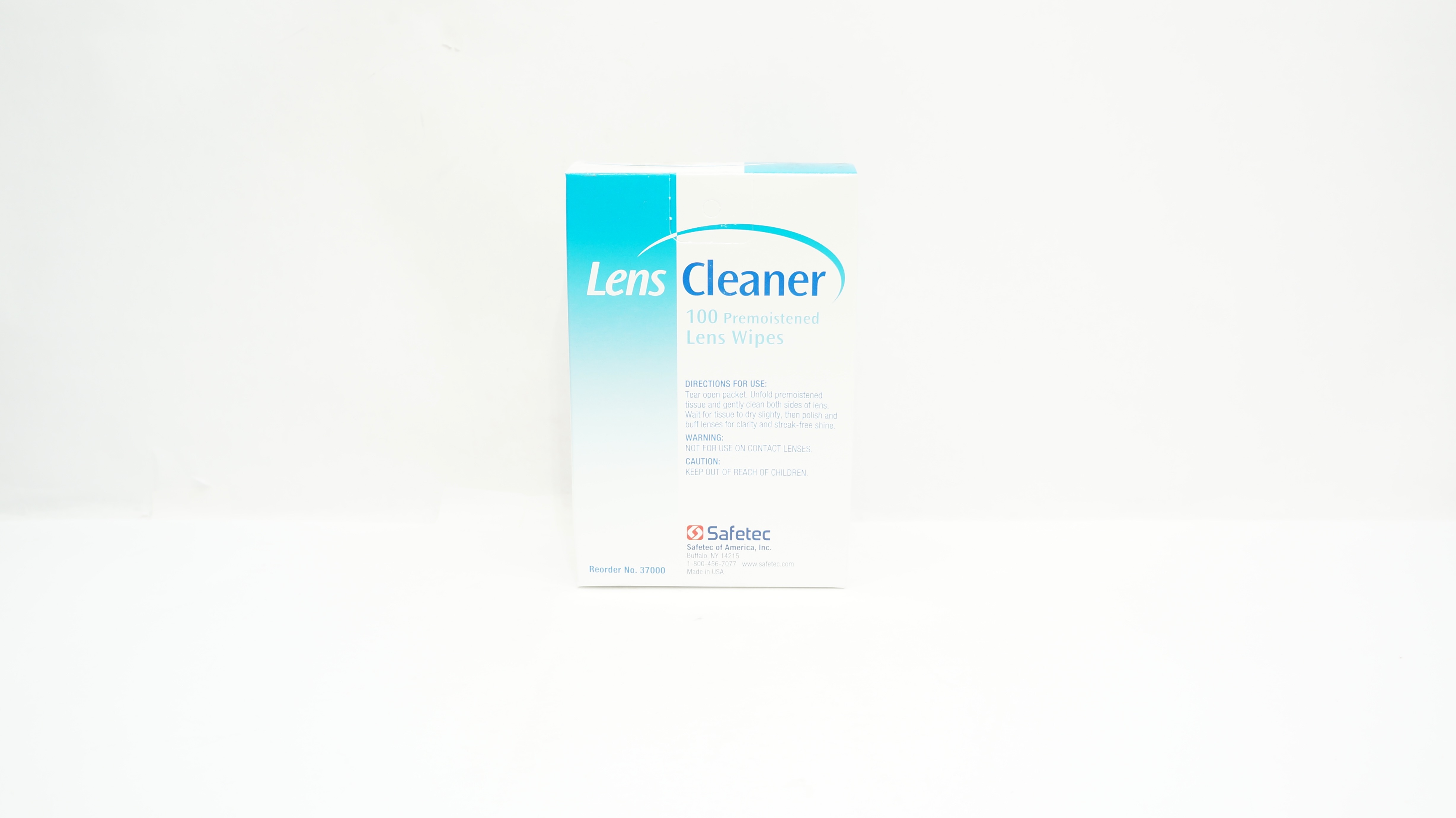 Safetec 37000 Lens Cleaner Premoistened Lens Wipes - Box of 100