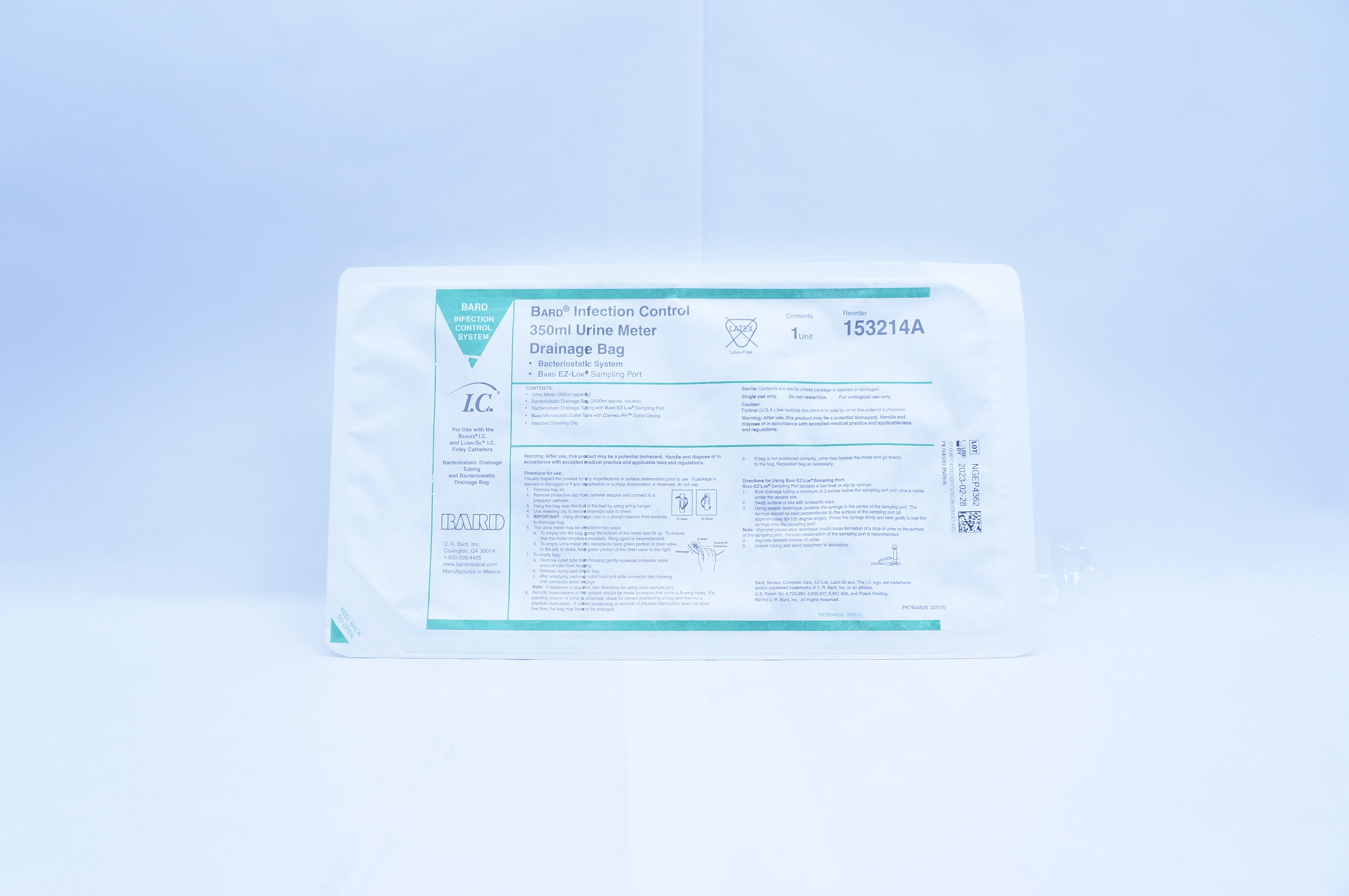 Bard 153214A Infection Control 350 ml Urine Meter Drainage Bag