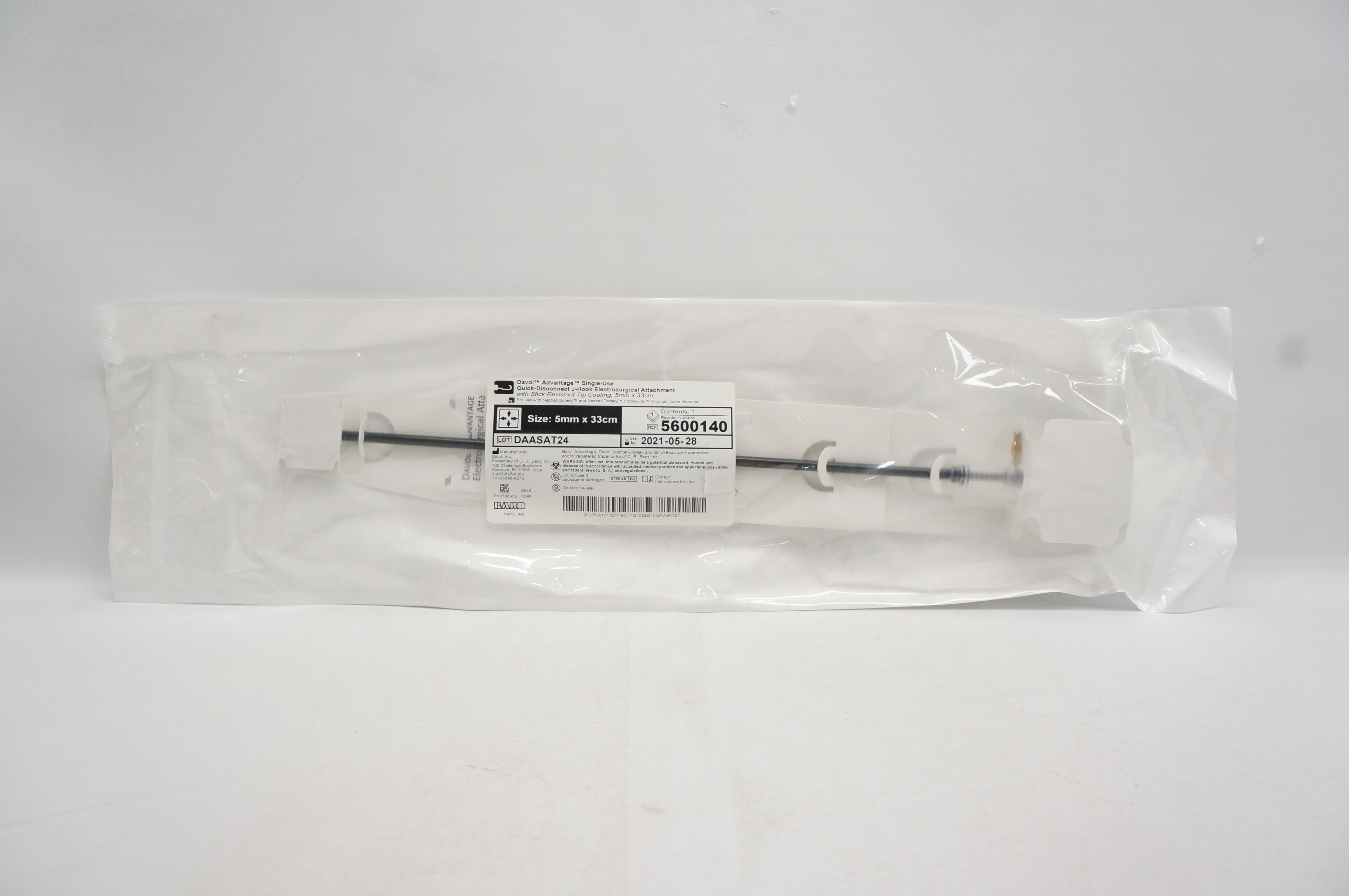 Bard 5600140 Davol Quick-Disconnected J-Hook Electrosurgical Attachment(x)