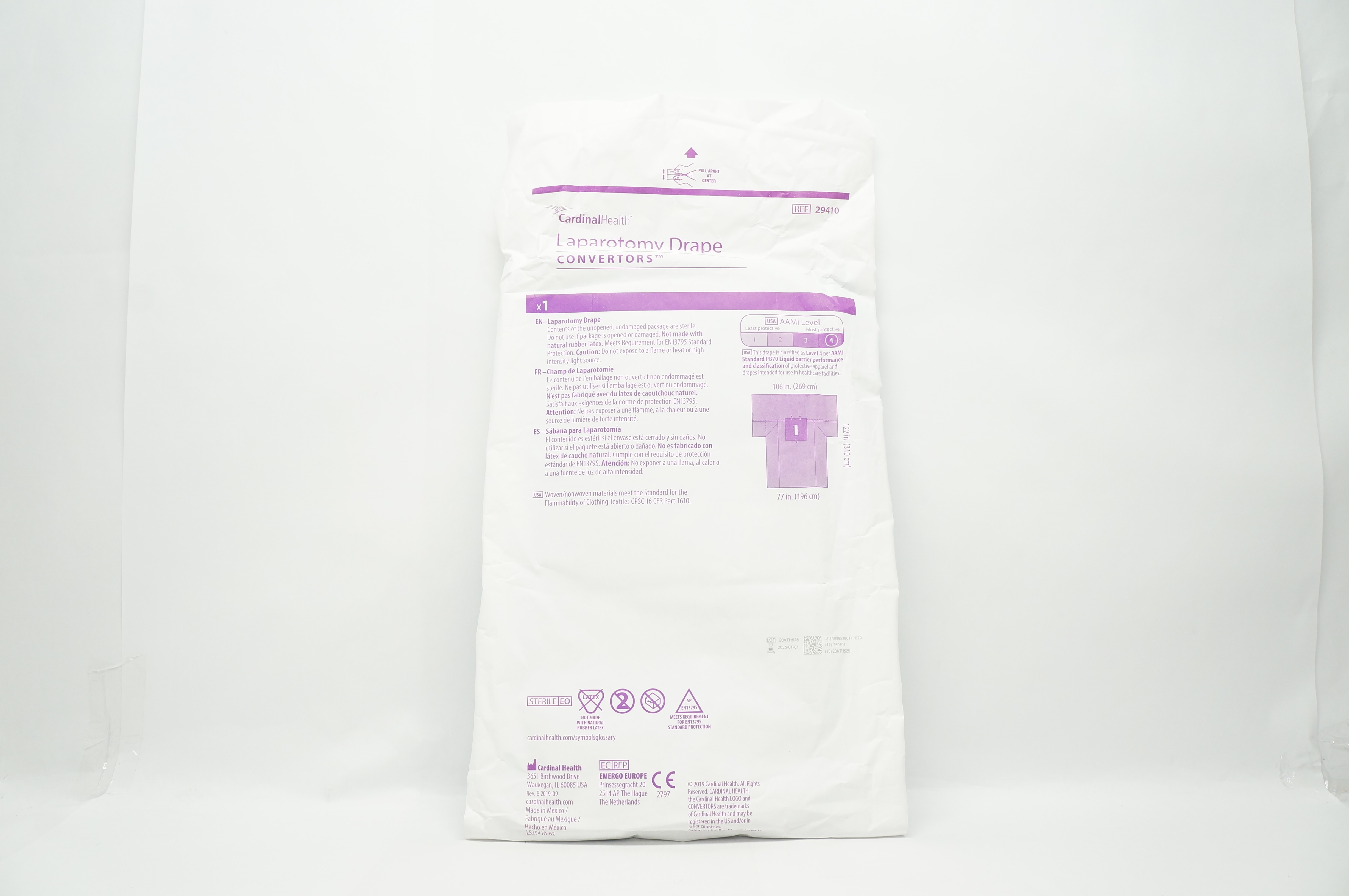 Cardinal Health 29410 Convertors Tiburon, Laparotomy Drape 106inch x 122inch