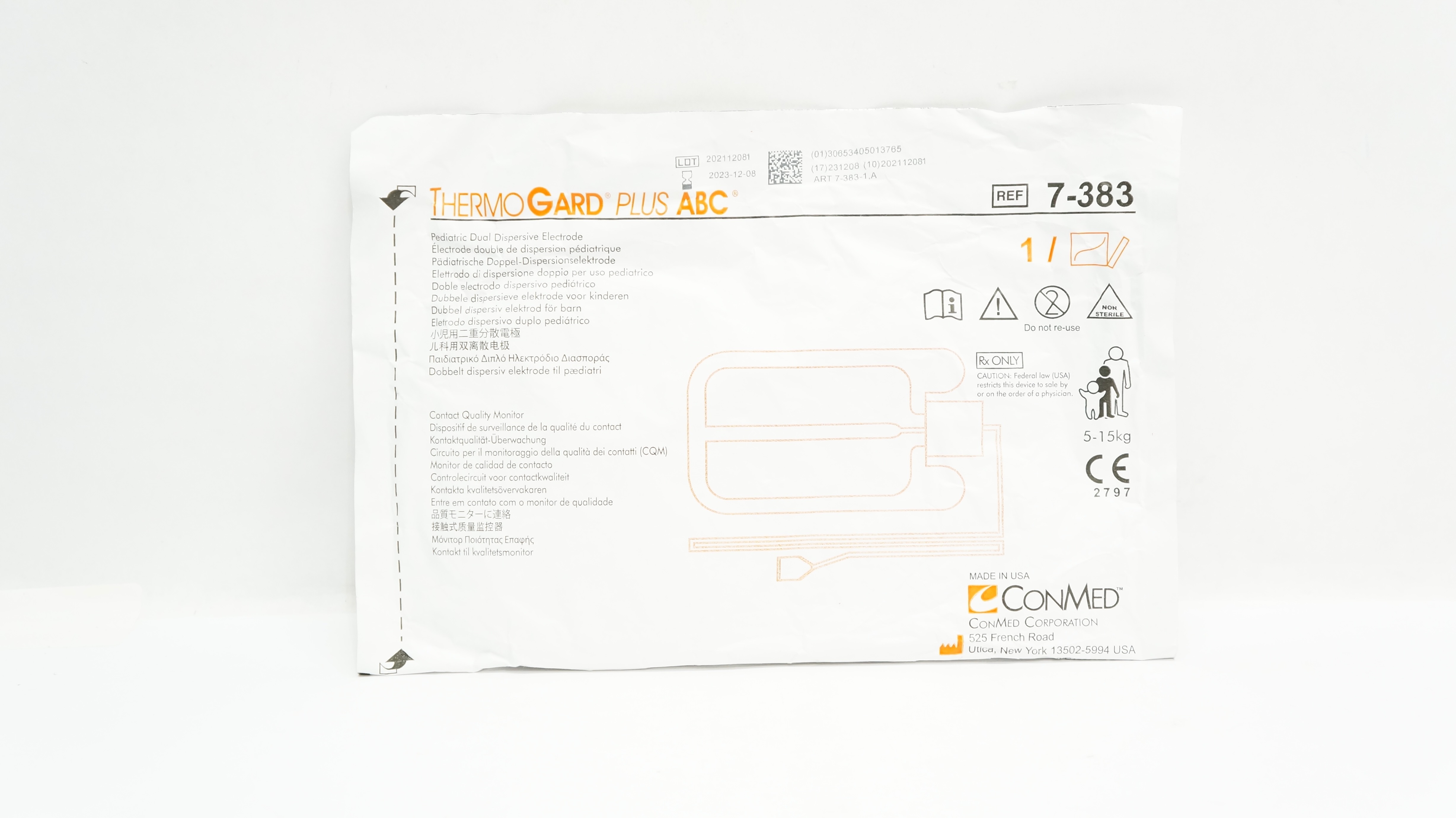 ConMed 7-383 ThermoGard Plus ABC Pediatric Dual Dispersive Electrode 5-15kg (x)