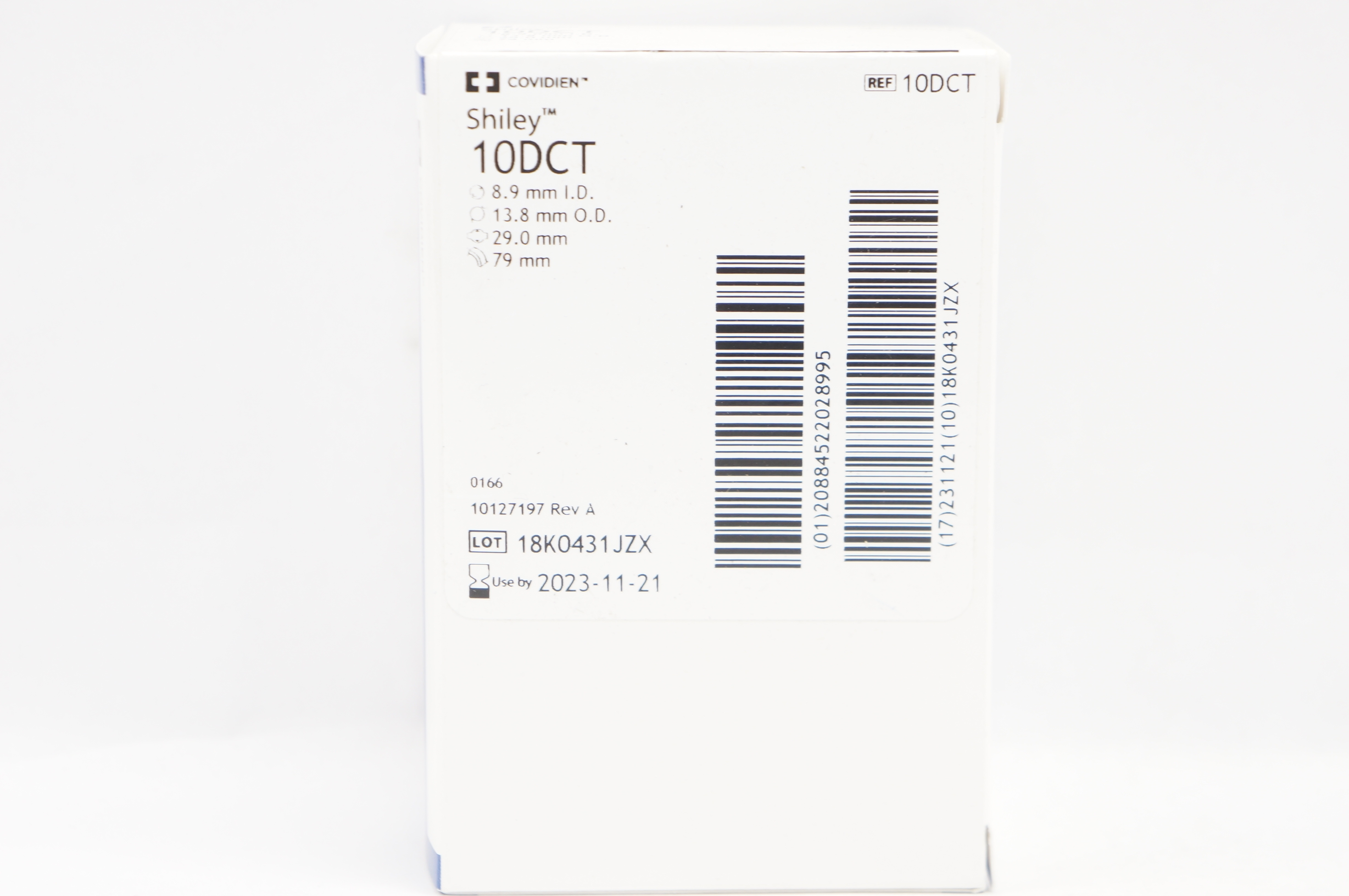 Covidien 10DCT Shiley Tracheostomy Tube Cuffed 8.9ID x 13.8 OD x 29.0 x 79mm