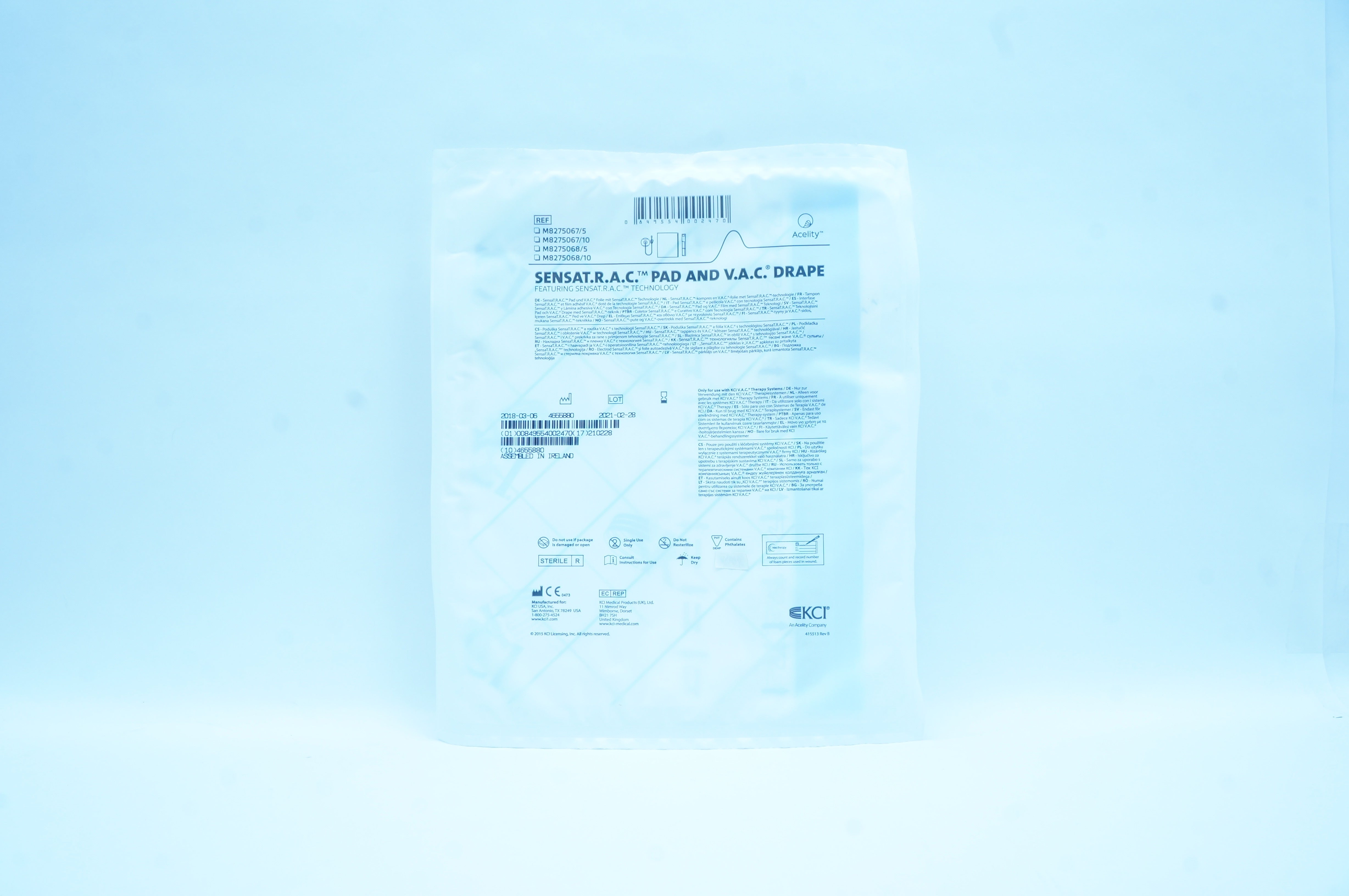 KCI M8275067/5 SensaT.R.A.C. Pad and V.A.C. Drape (x)