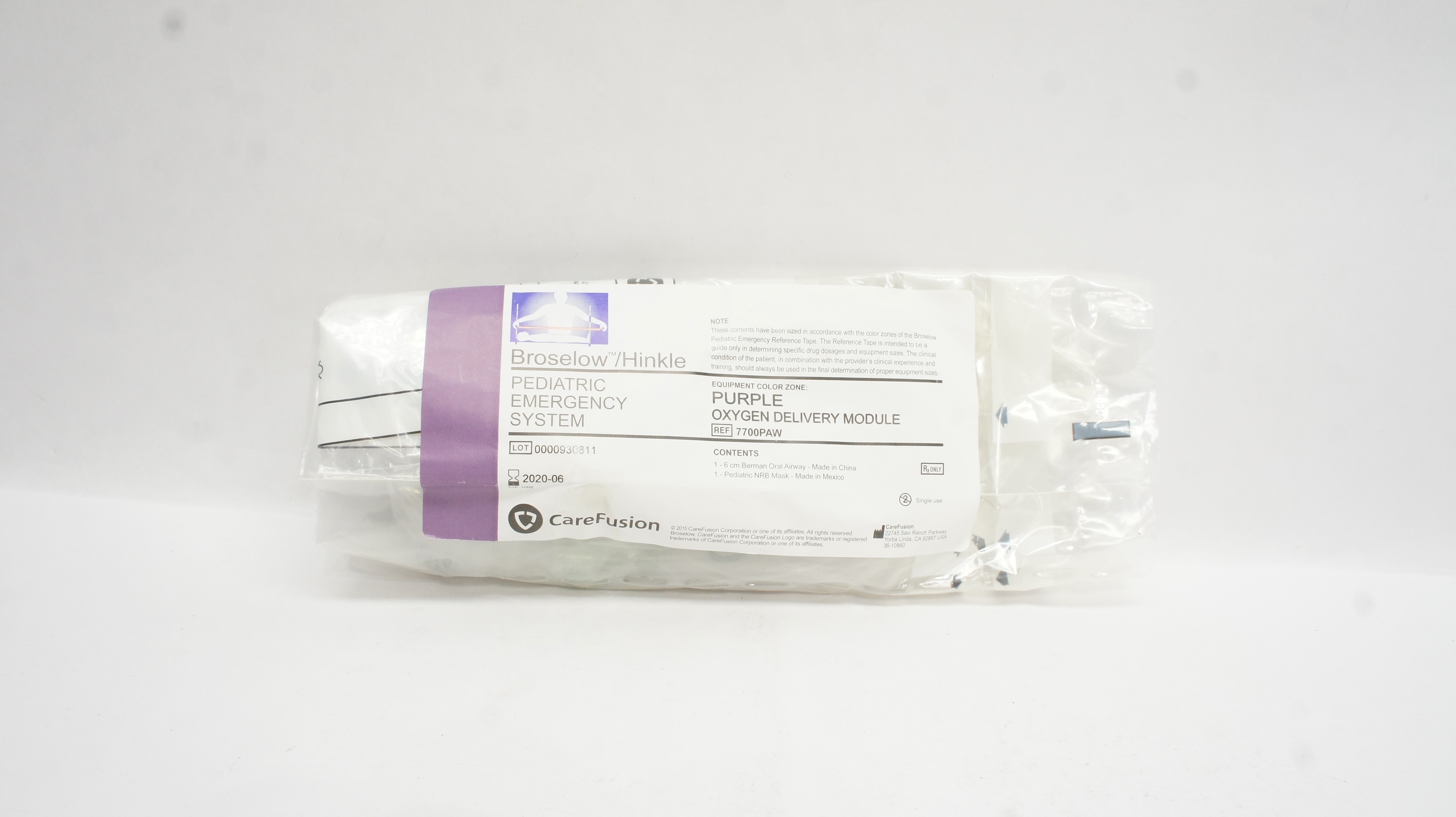 CareFusion 7700PAW Broselow/Hinkle Oxygen Delivery Module Purple (x)